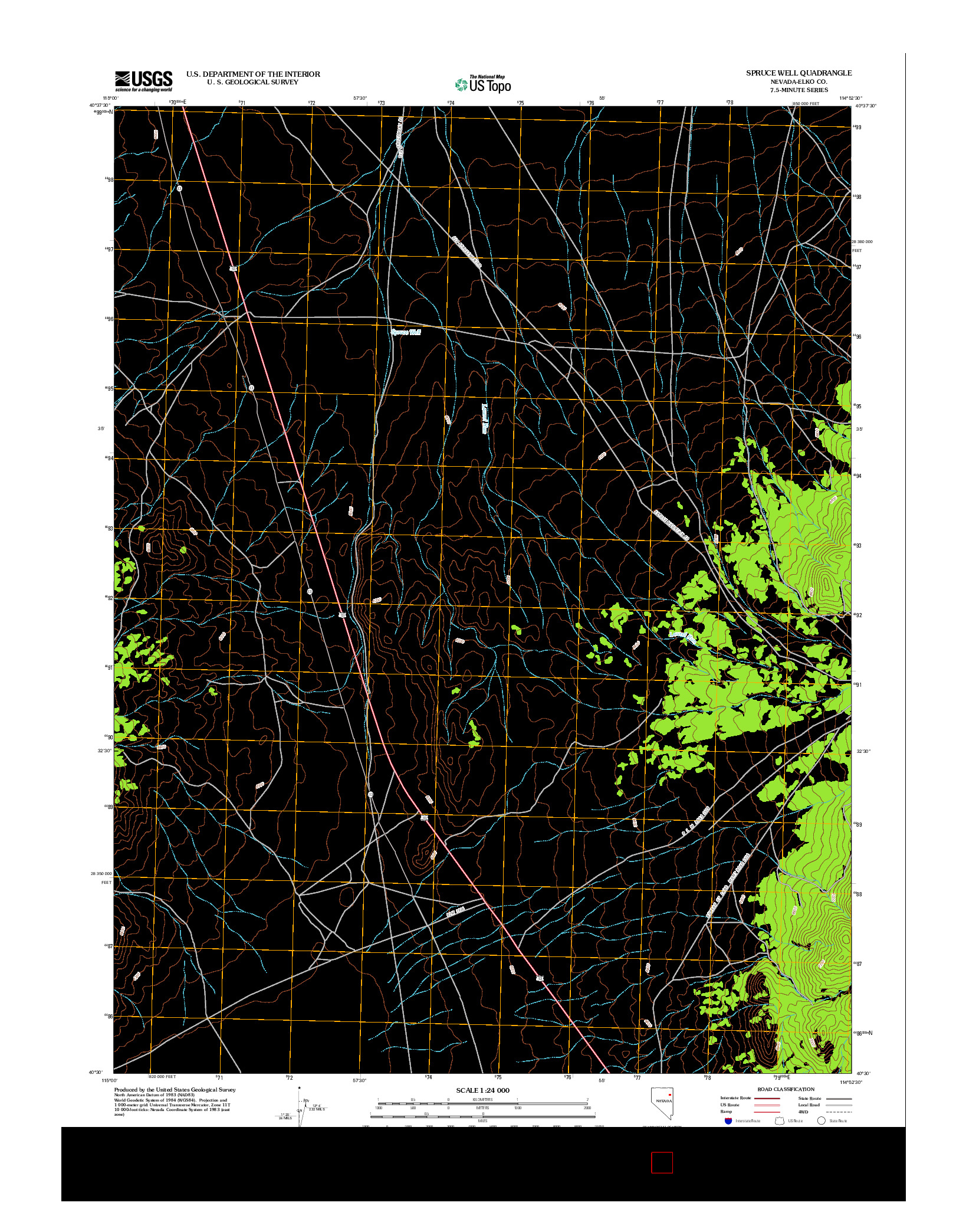 USGS US TOPO 7.5-MINUTE MAP FOR SPRUCE WELL, NV 2012