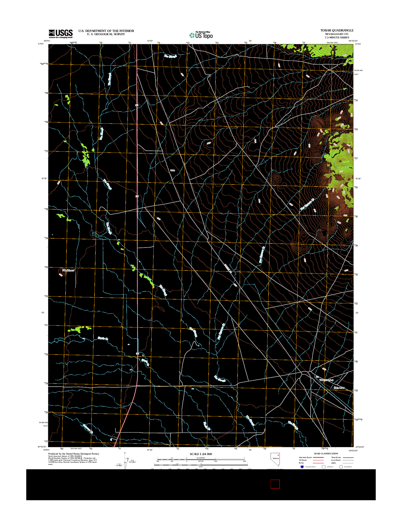 USGS US TOPO 7.5-MINUTE MAP FOR TOBAR, NV 2012