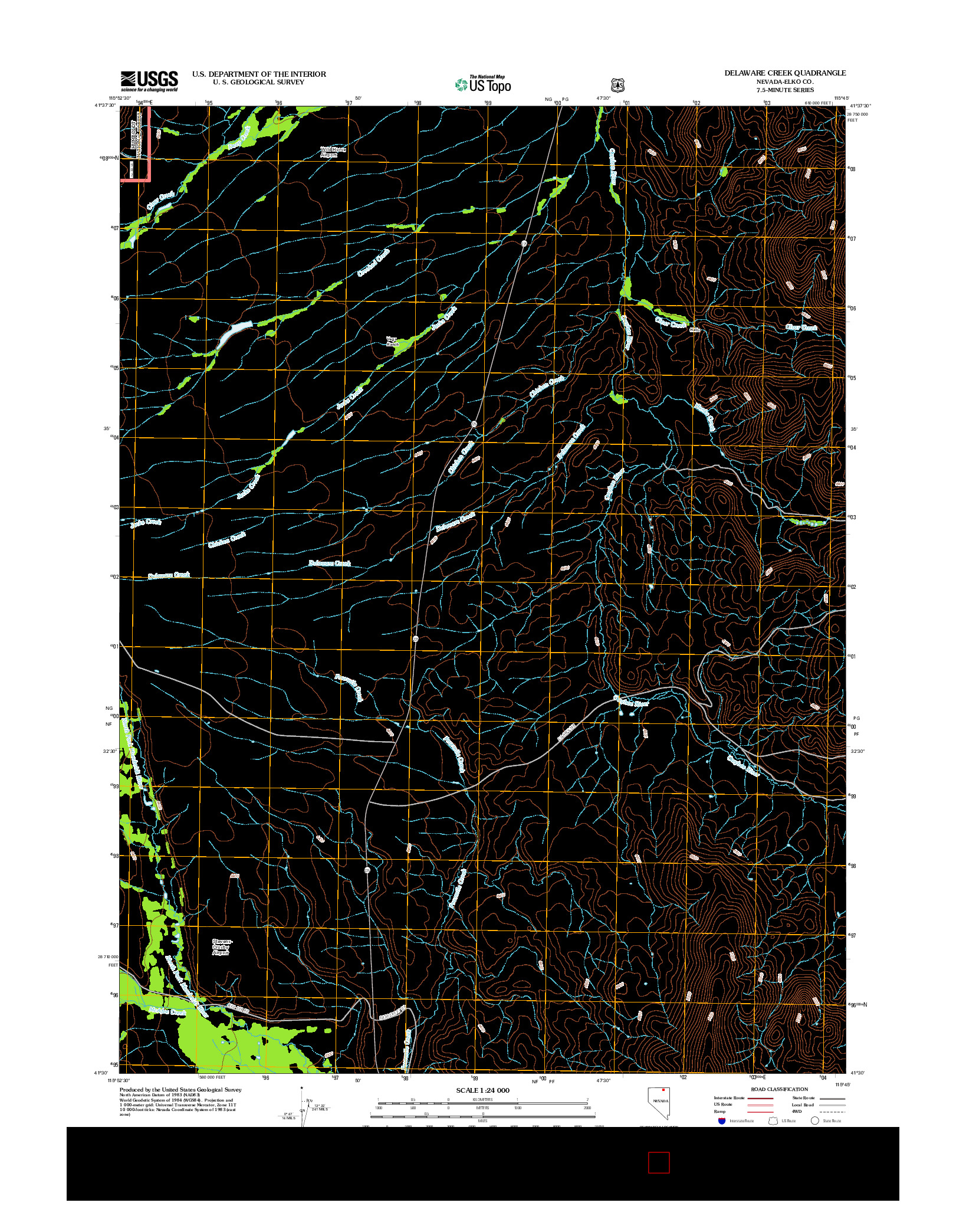 USGS US TOPO 7.5-MINUTE MAP FOR DELAWARE CREEK, NV 2012