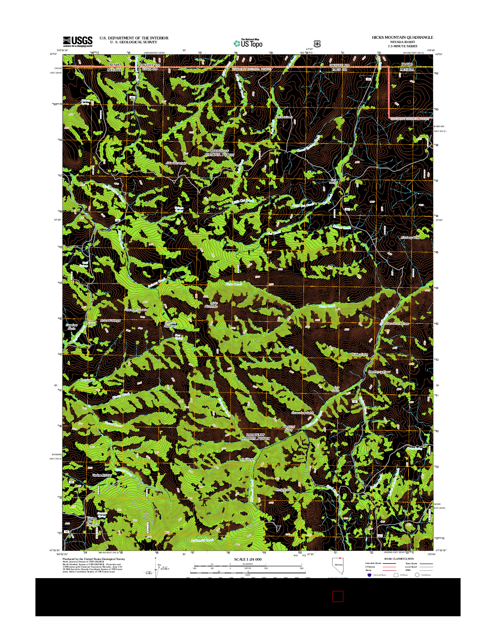 USGS US TOPO 7.5-MINUTE MAP FOR HICKS MOUNTAIN, NV-ID 2012