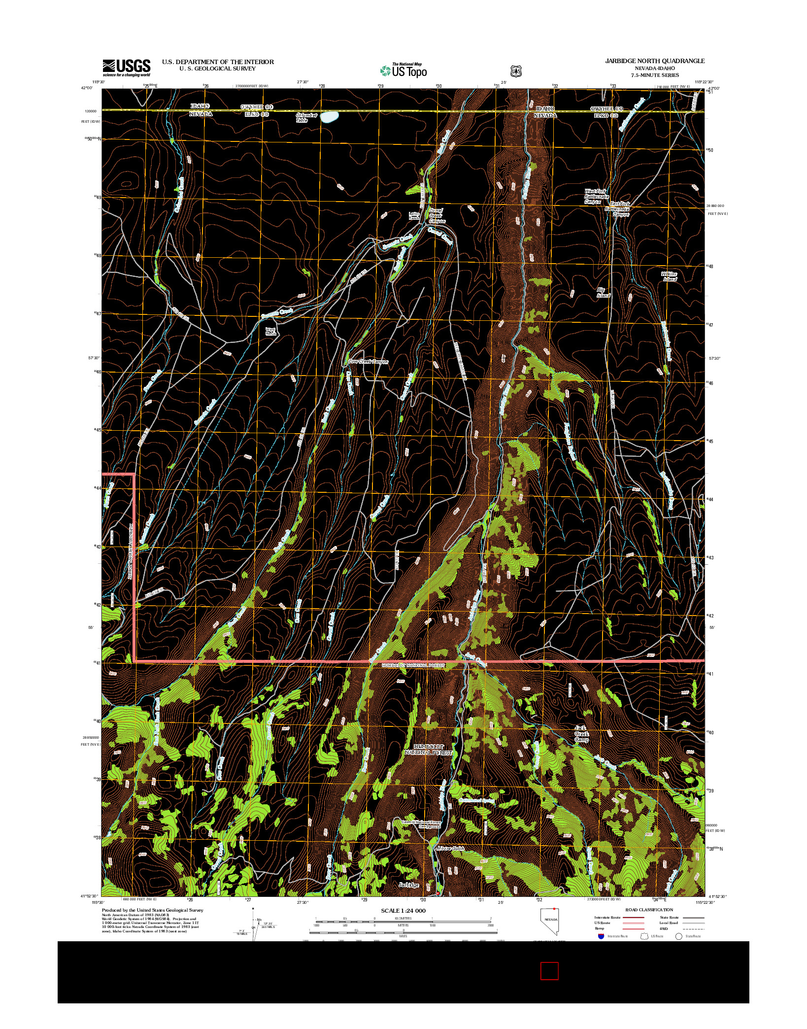 USGS US TOPO 7.5-MINUTE MAP FOR JARBIDGE NORTH, NV-ID 2012