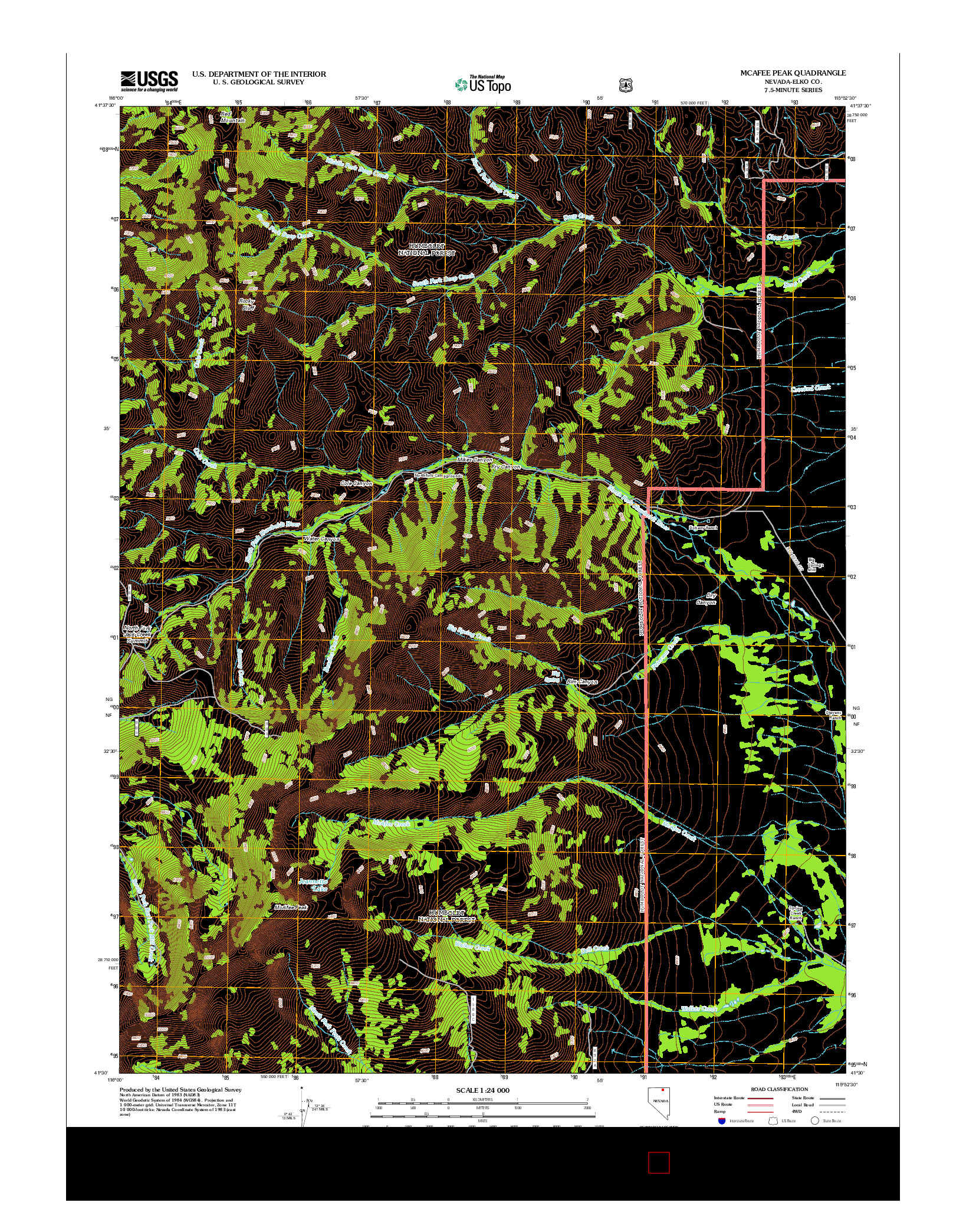 USGS US TOPO 7.5-MINUTE MAP FOR MCAFEE PEAK, NV 2012