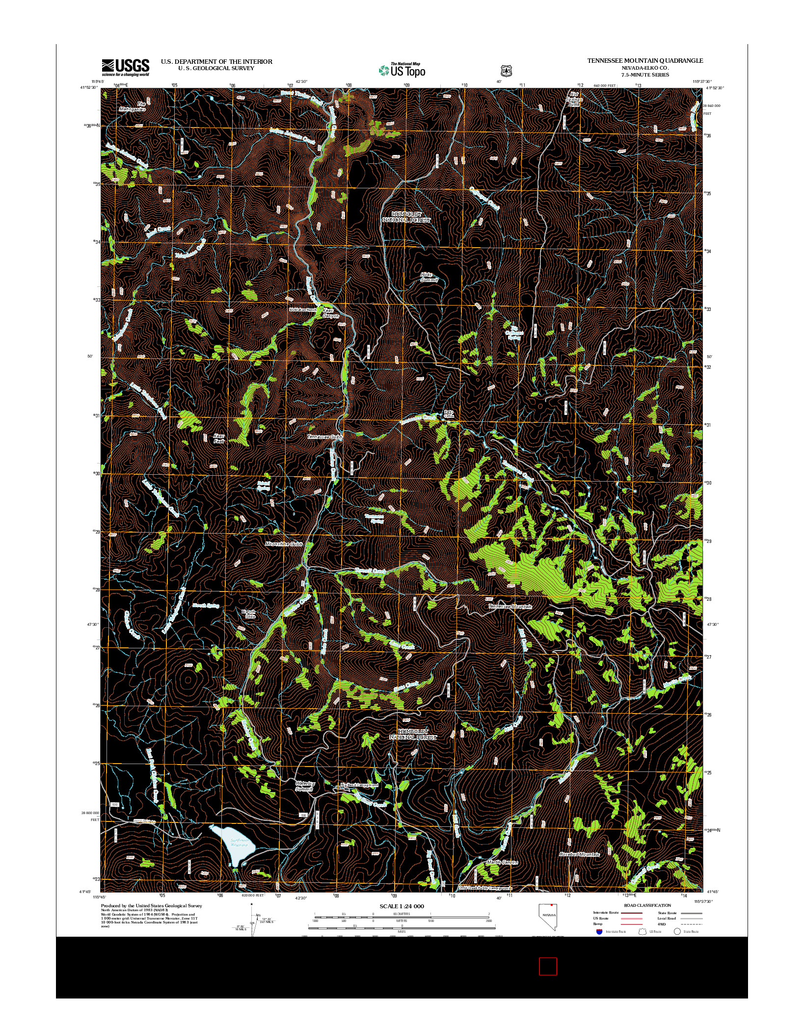 USGS US TOPO 7.5-MINUTE MAP FOR TENNESSEE MOUNTAIN, NV 2012