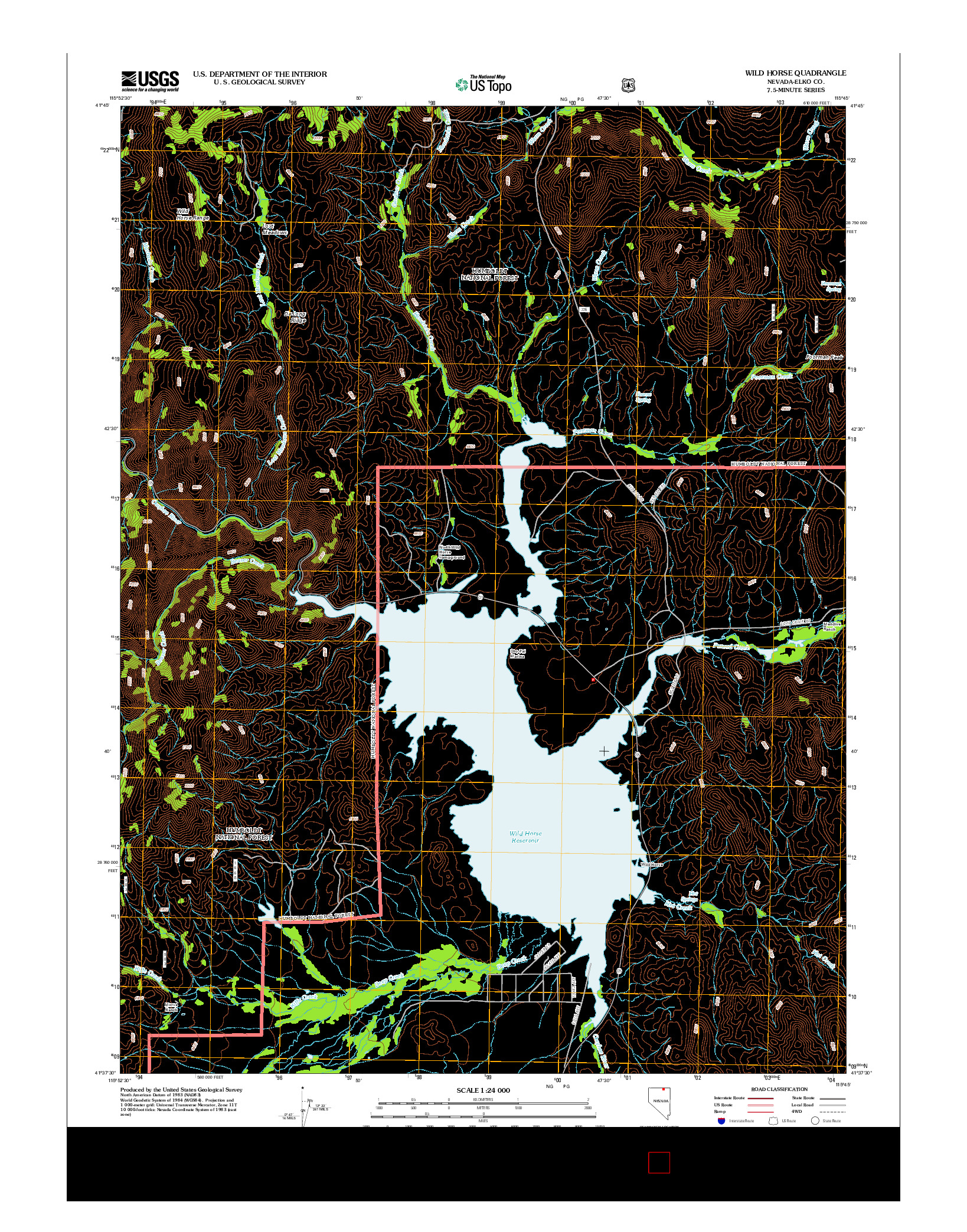 USGS US TOPO 7.5-MINUTE MAP FOR WILD HORSE, NV 2012