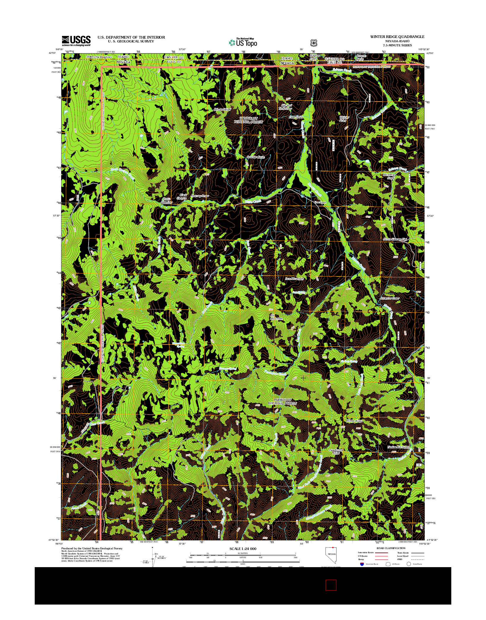 USGS US TOPO 7.5-MINUTE MAP FOR WINTER RIDGE, NV-ID 2012