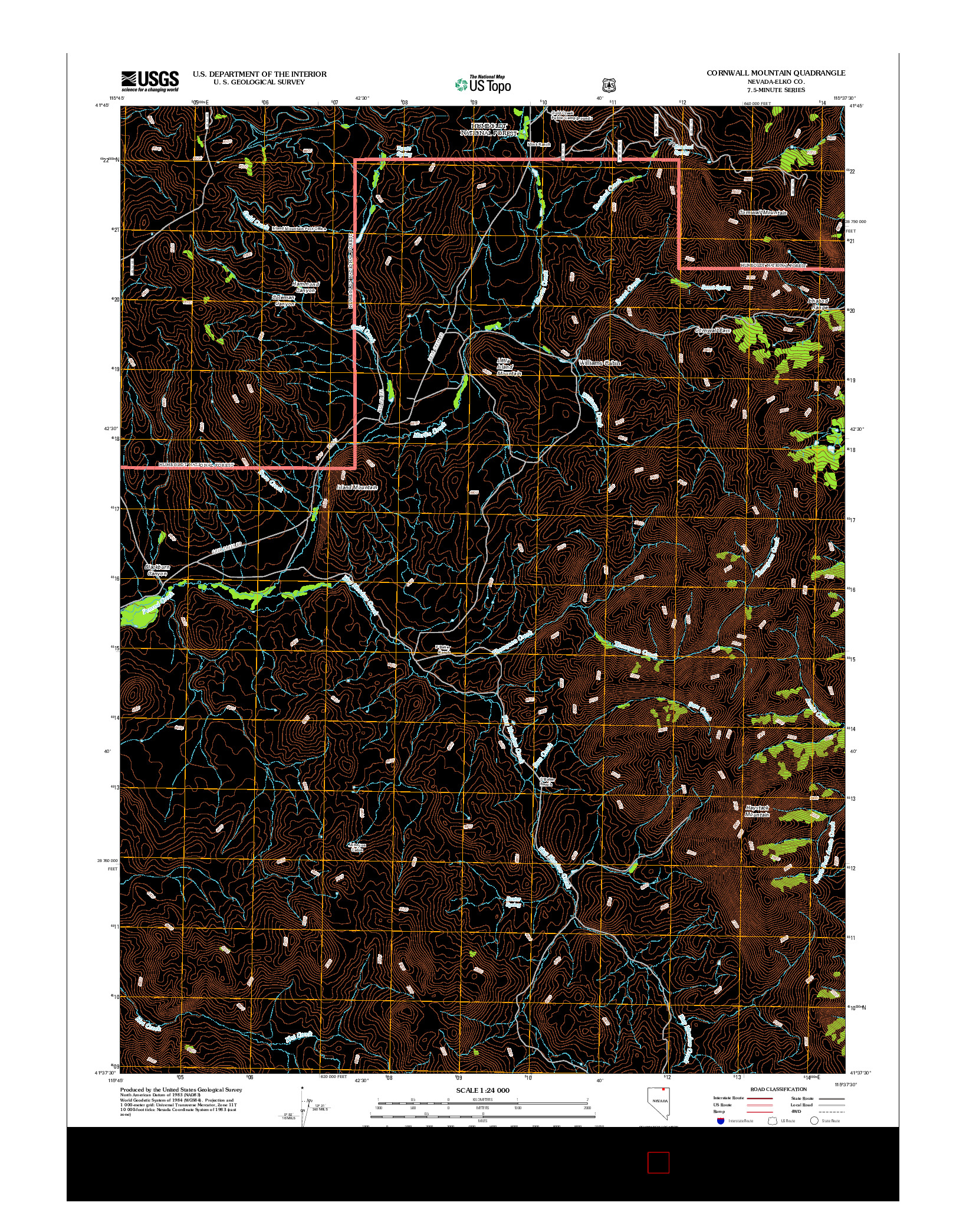 USGS US TOPO 7.5-MINUTE MAP FOR CORNWALL MOUNTAIN, NV 2012