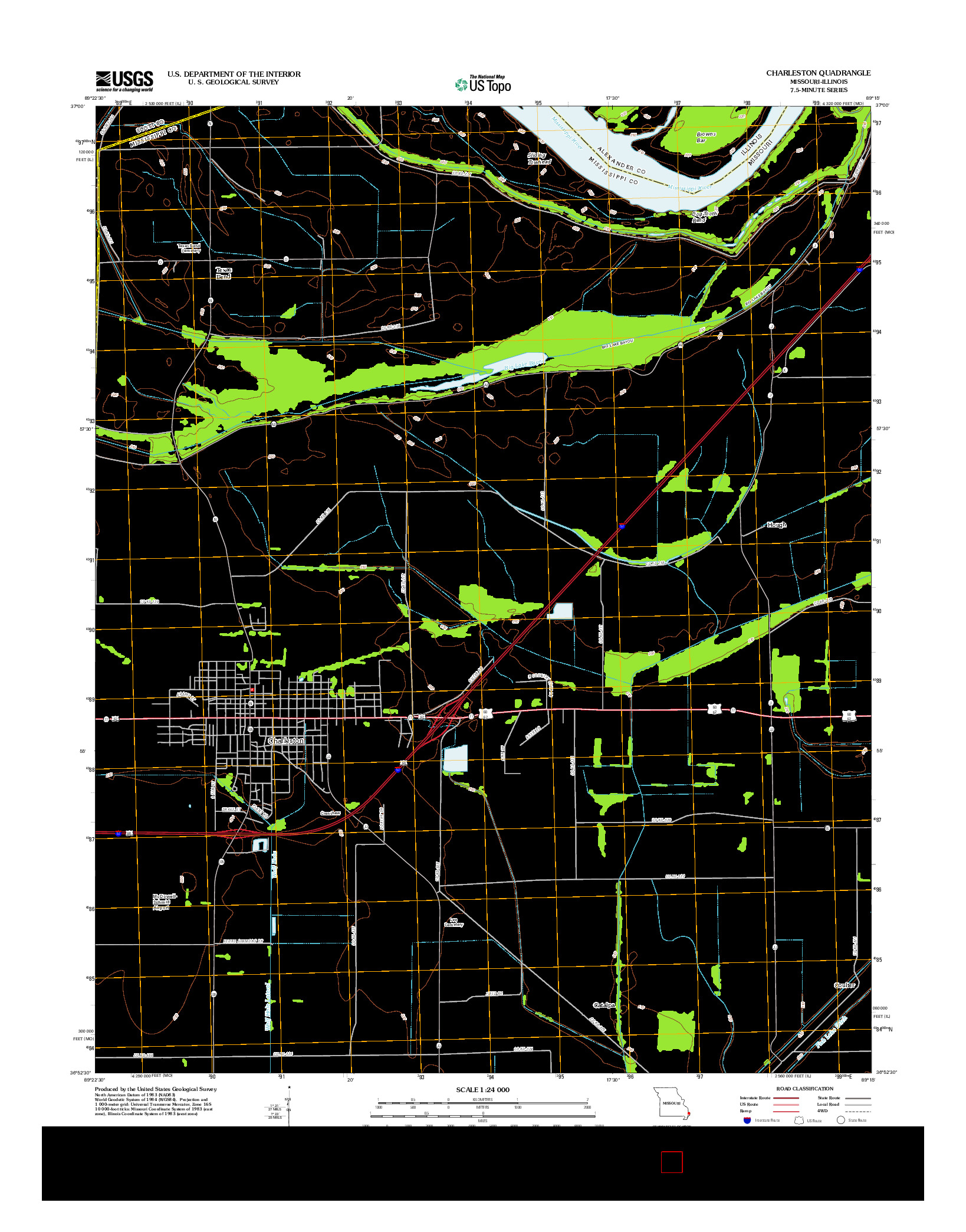 USGS US TOPO 7.5-MINUTE MAP FOR CHARLESTON, MO-IL 2012
