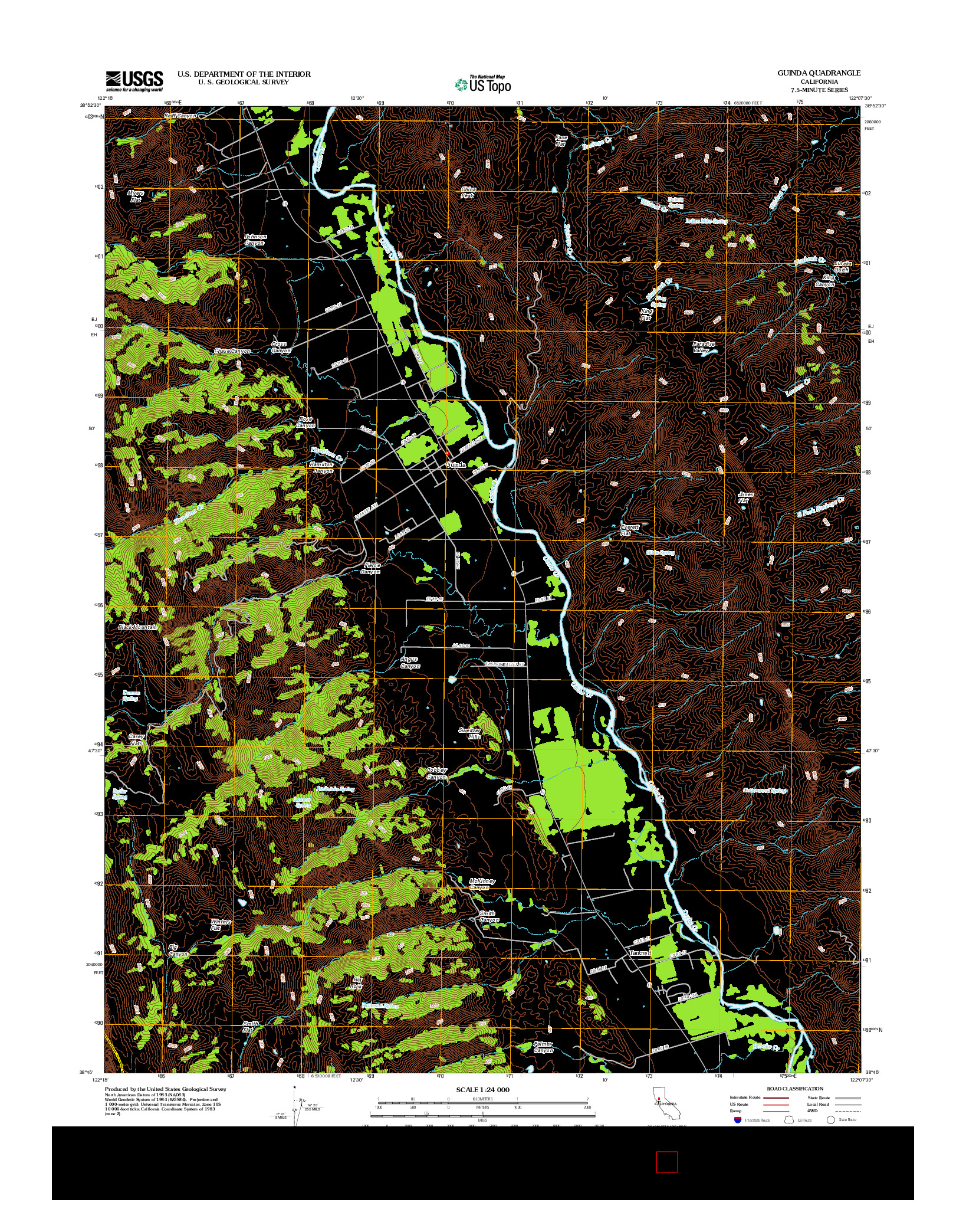 USGS US TOPO 7.5-MINUTE MAP FOR GUINDA, CA 2012