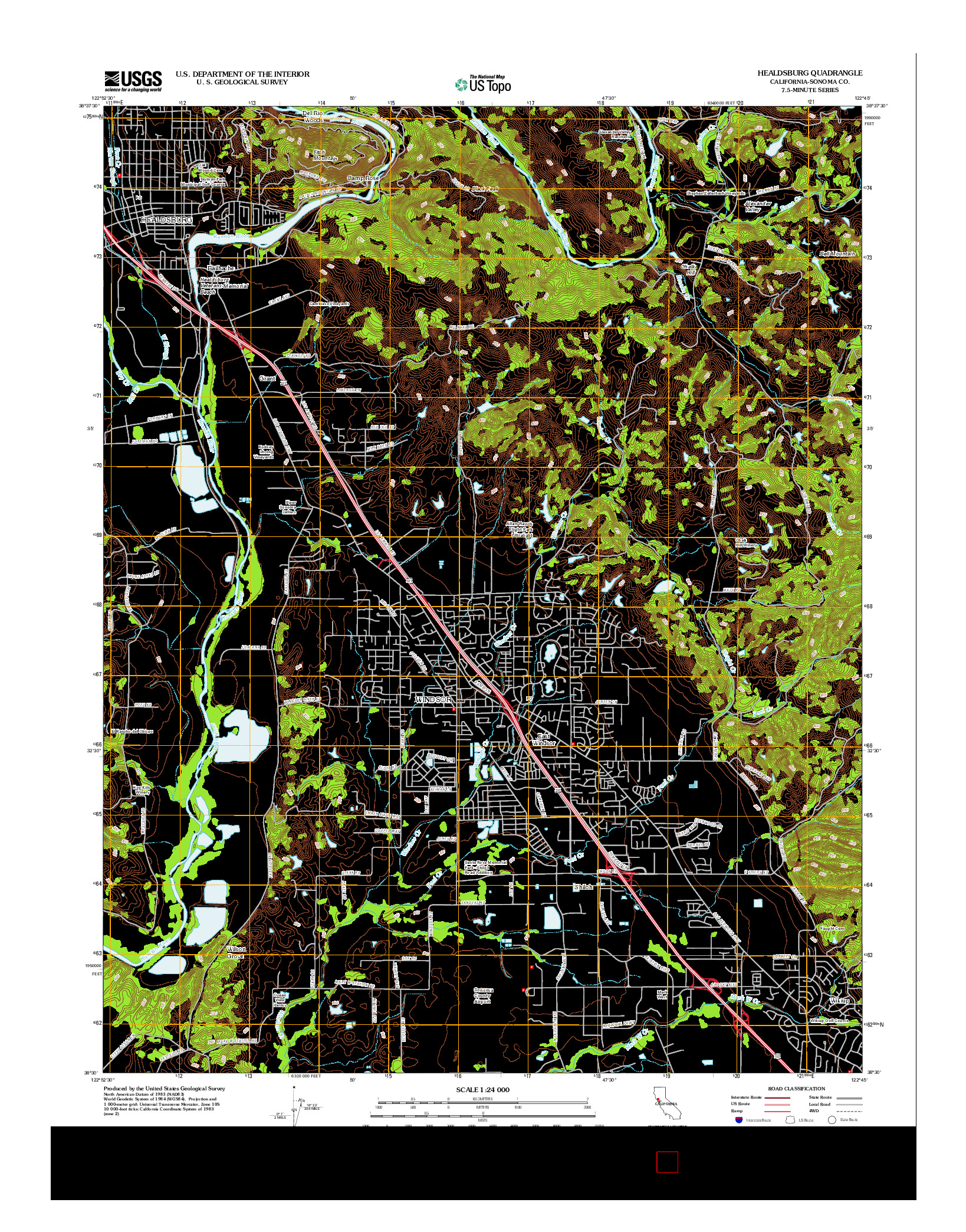 USGS US TOPO 7.5-MINUTE MAP FOR HEALDSBURG, CA 2012
