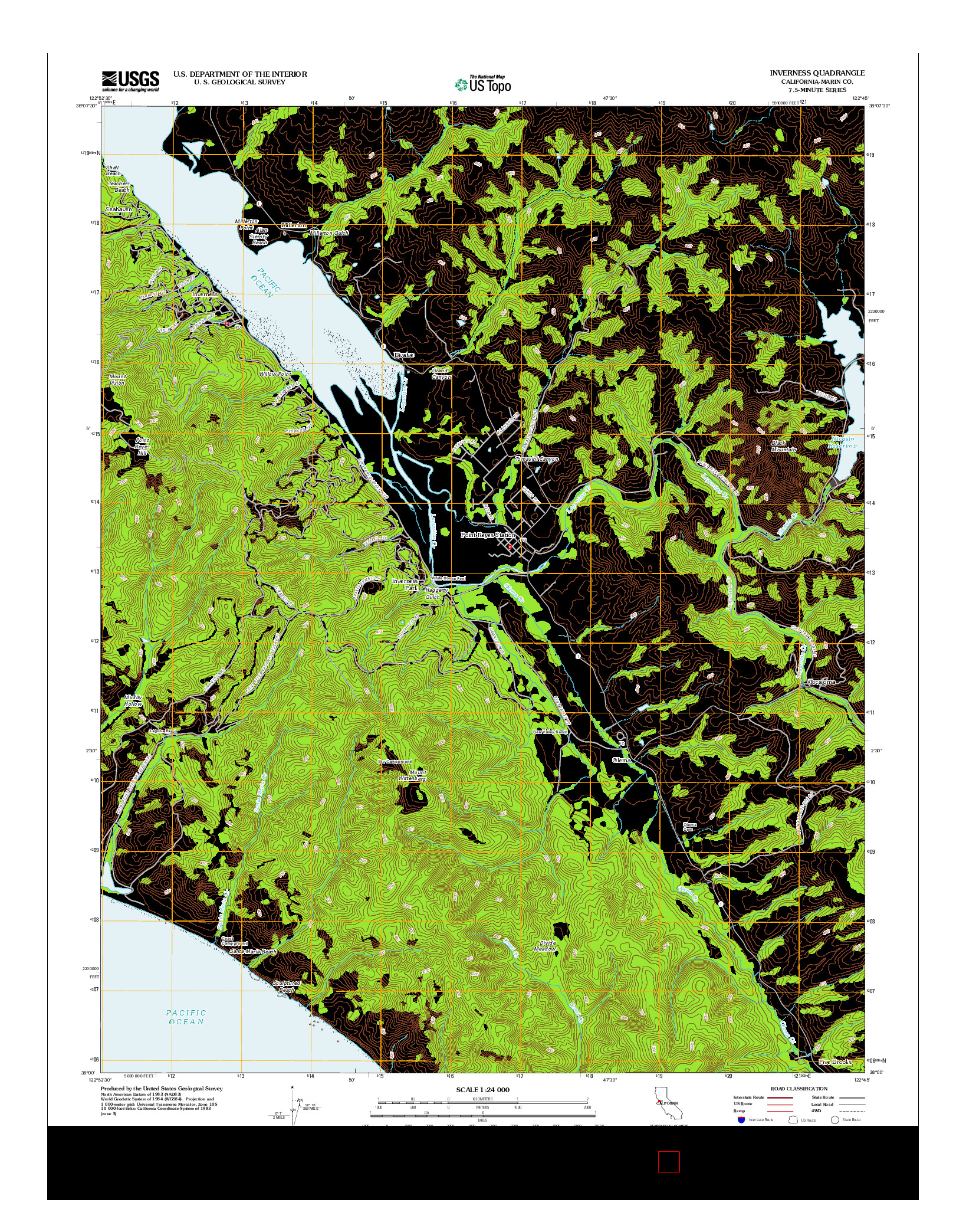USGS US TOPO 7.5-MINUTE MAP FOR INVERNESS, CA 2012