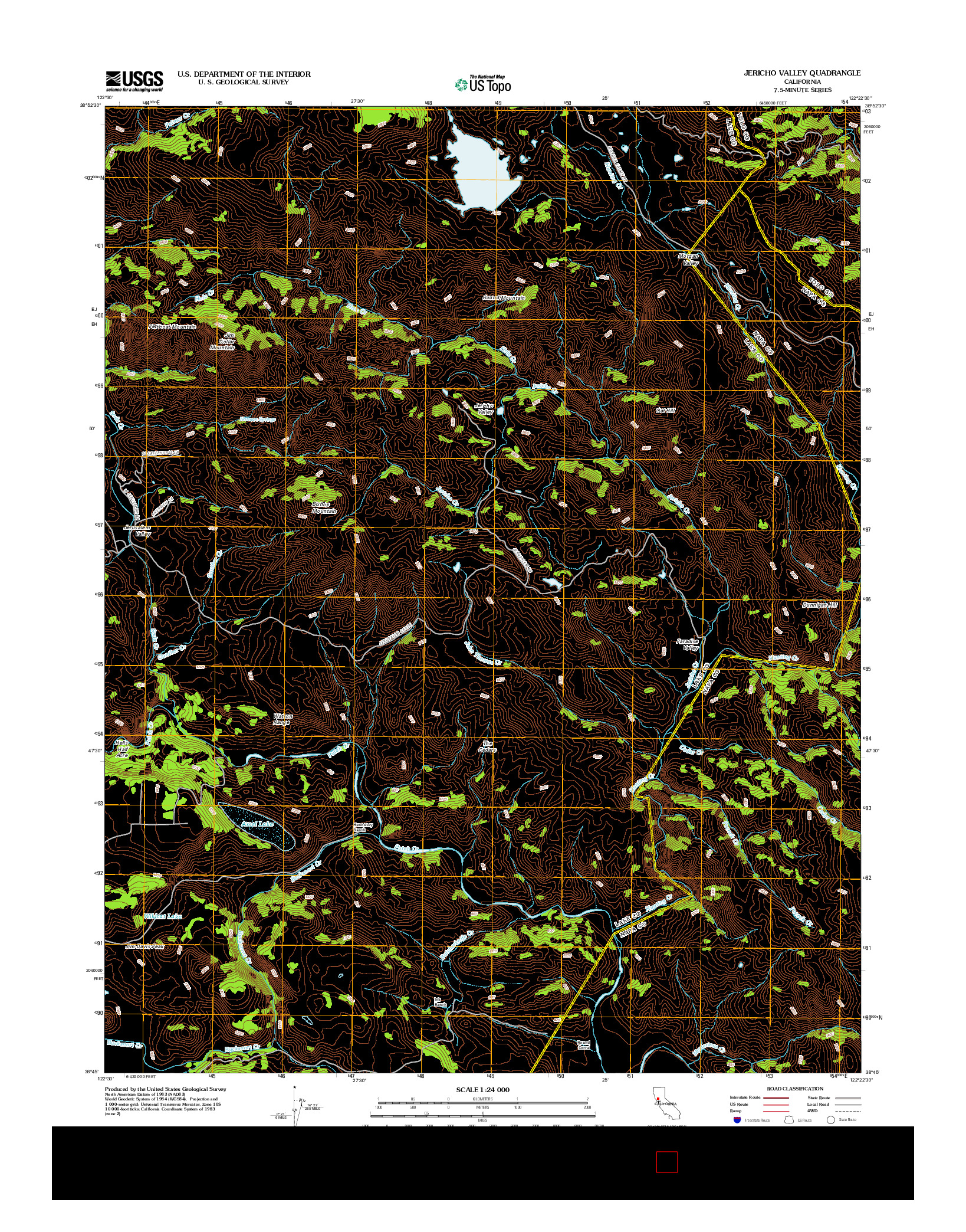 USGS US TOPO 7.5-MINUTE MAP FOR JERICHO VALLEY, CA 2012