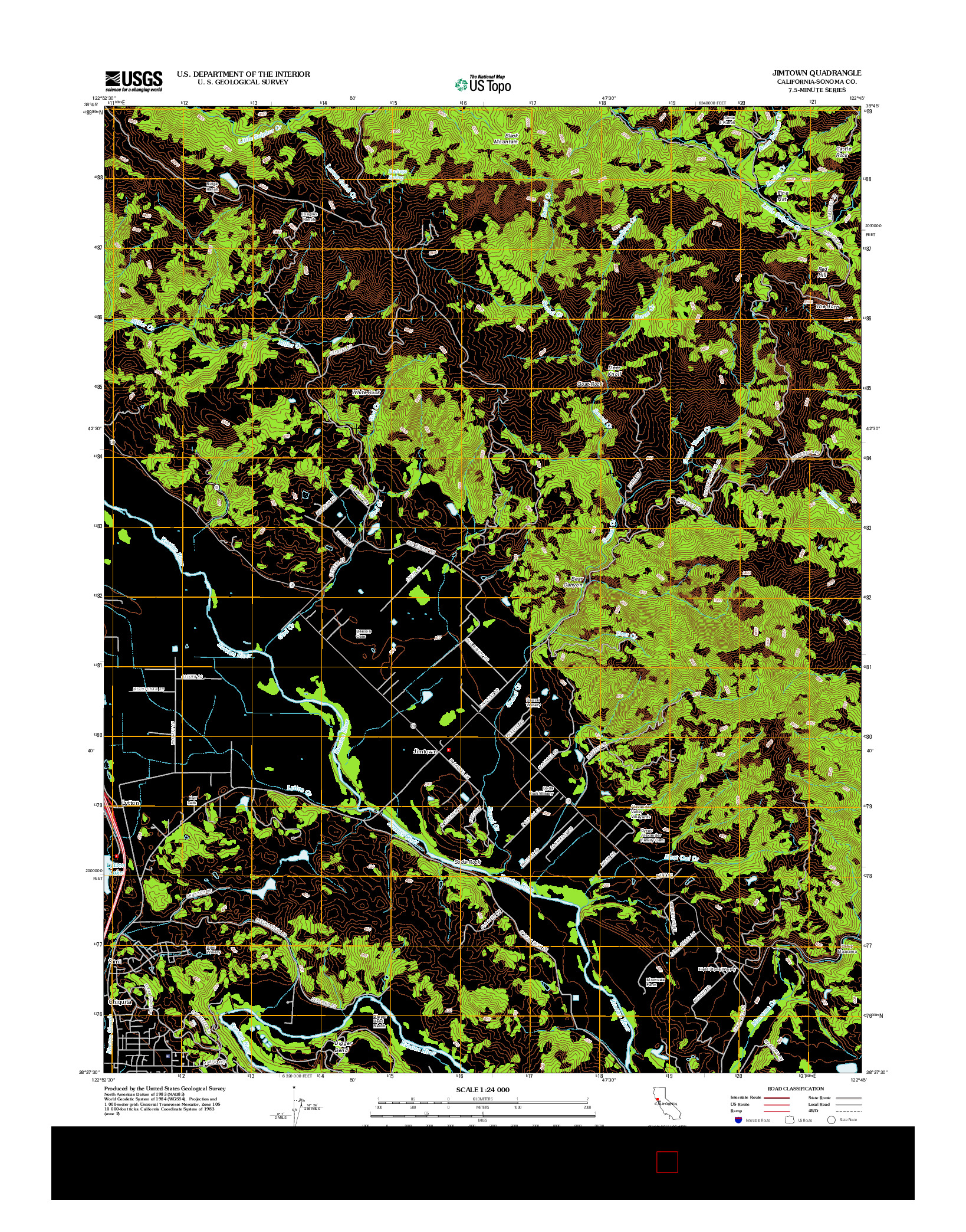 USGS US TOPO 7.5-MINUTE MAP FOR JIMTOWN, CA 2012