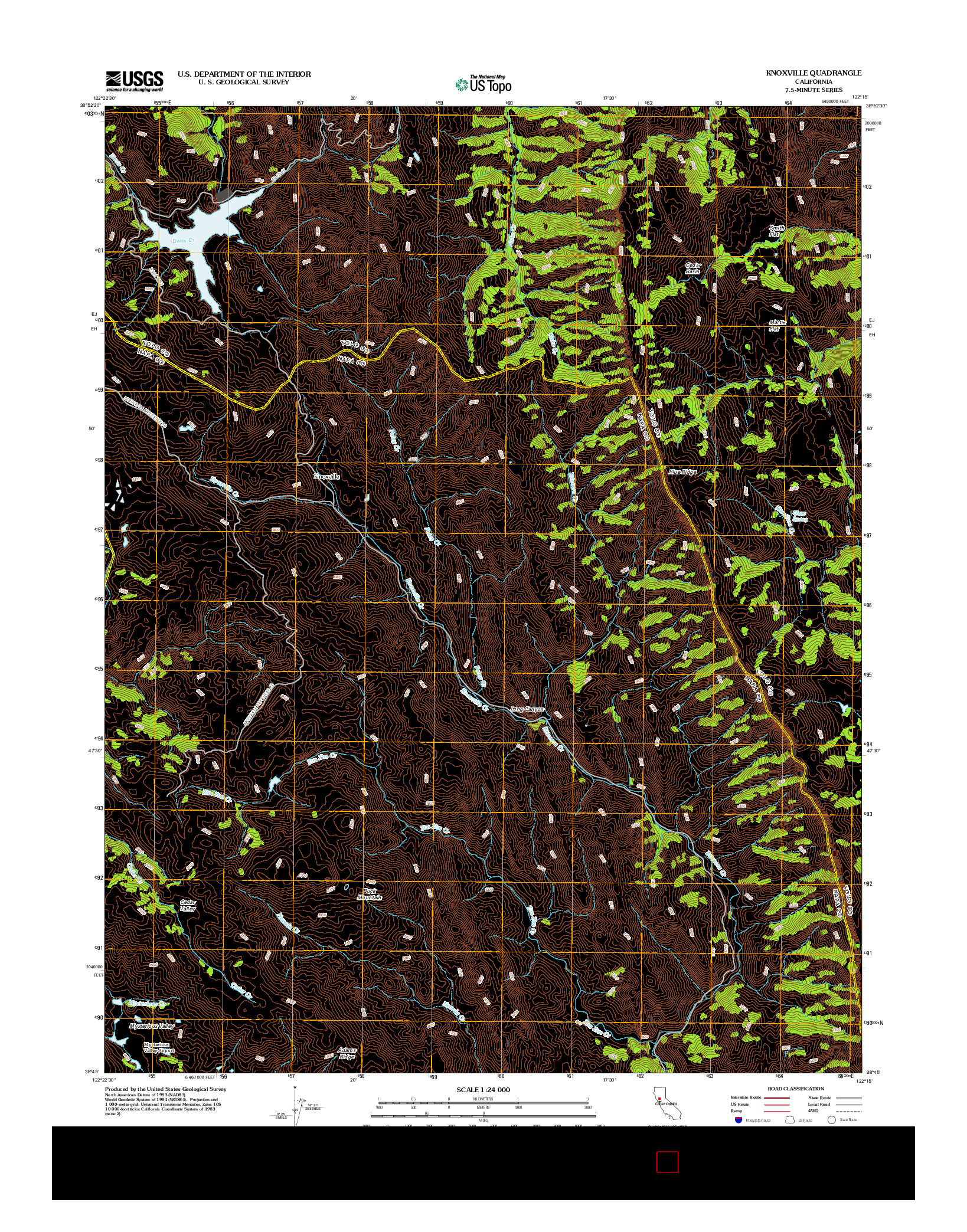 USGS US TOPO 7.5-MINUTE MAP FOR KNOXVILLE, CA 2012