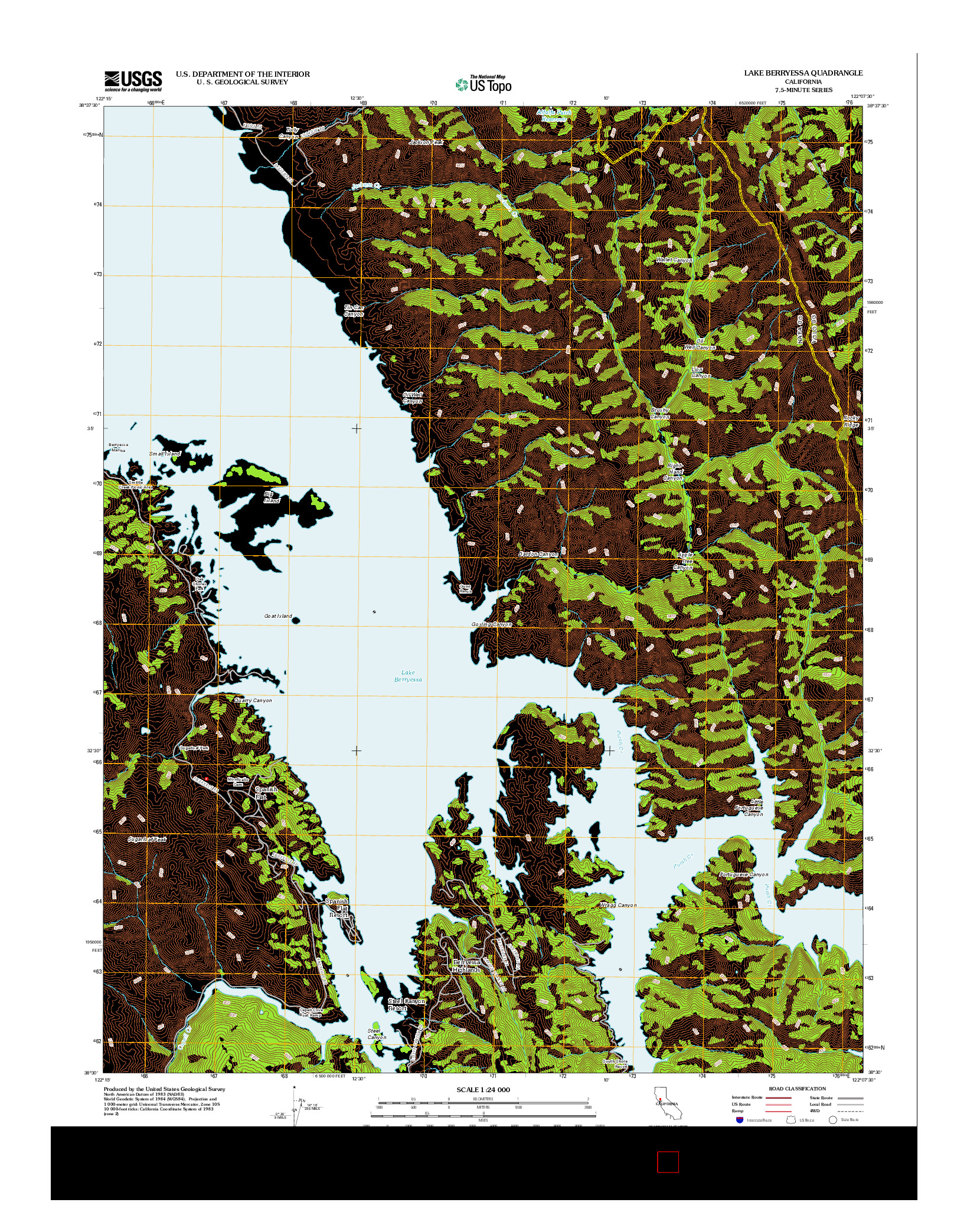 USGS US TOPO 7.5-MINUTE MAP FOR LAKE BERRYESSA, CA 2012