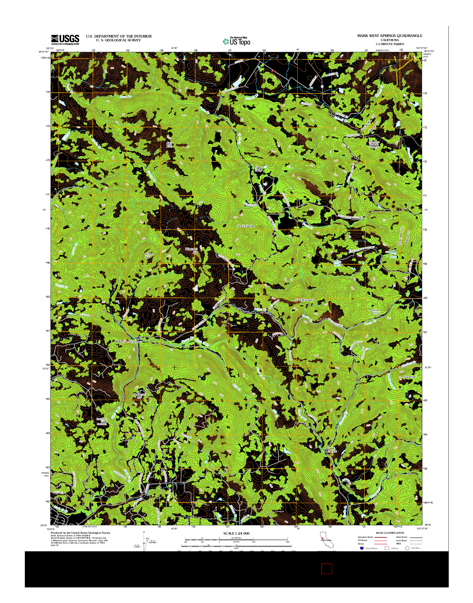 USGS US TOPO 7.5-MINUTE MAP FOR MARK WEST SPRINGS, CA 2012