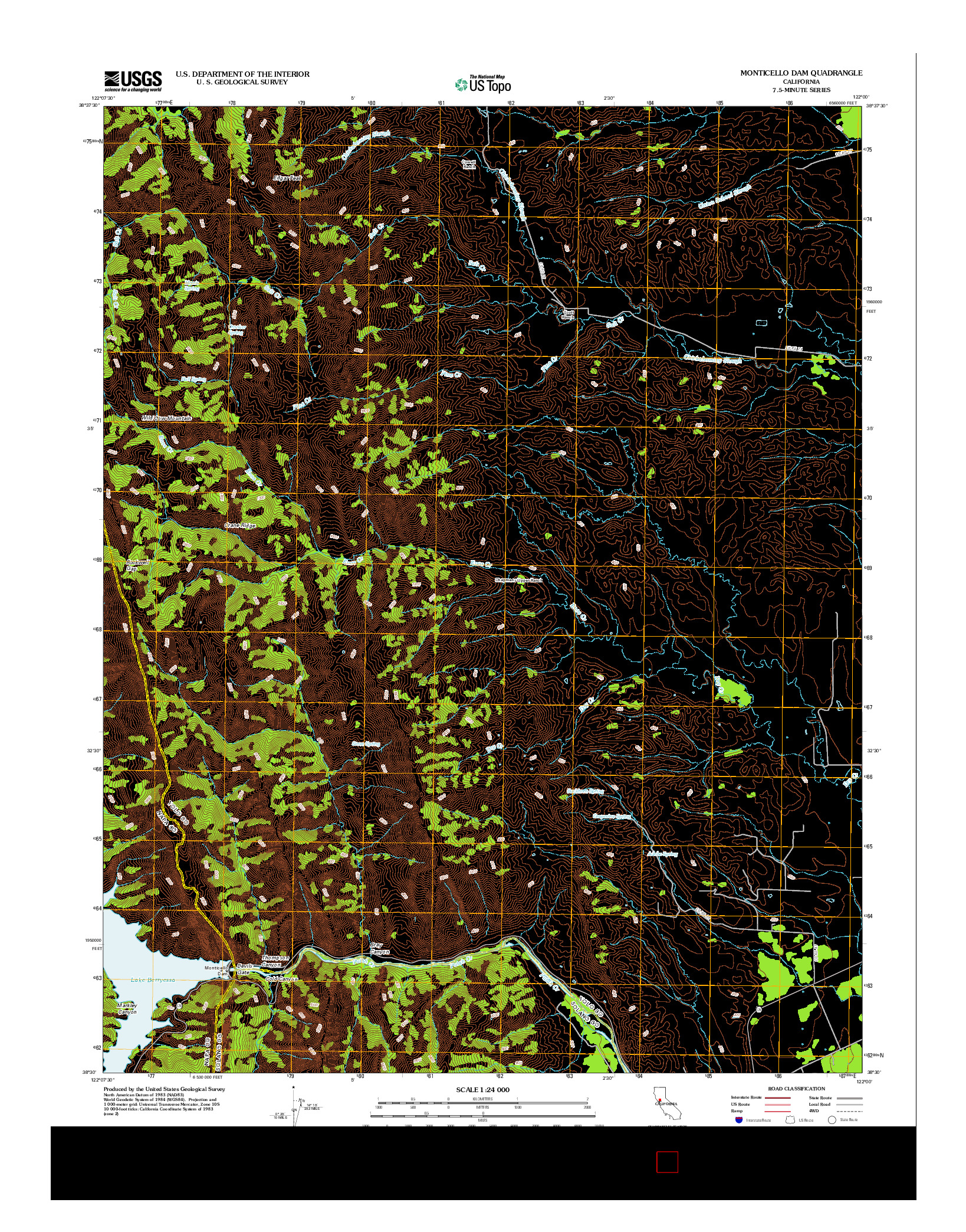 USGS US TOPO 7.5-MINUTE MAP FOR MONTICELLO DAM, CA 2012