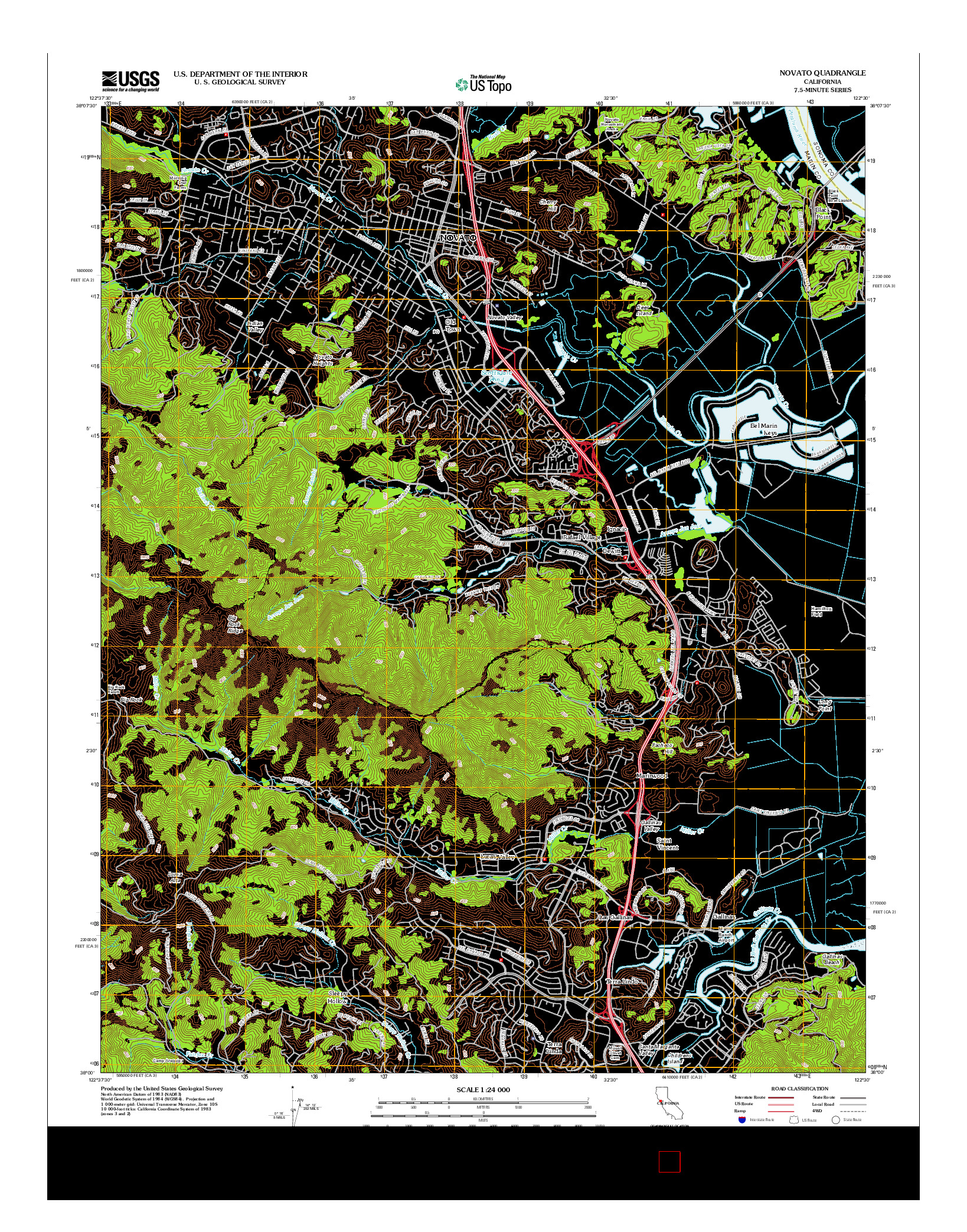 USGS US TOPO 7.5-MINUTE MAP FOR NOVATO, CA 2012