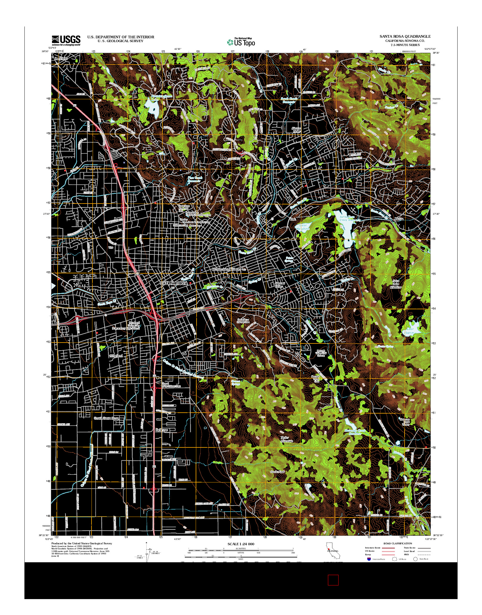 USGS US TOPO 7.5-MINUTE MAP FOR SANTA ROSA, CA 2012