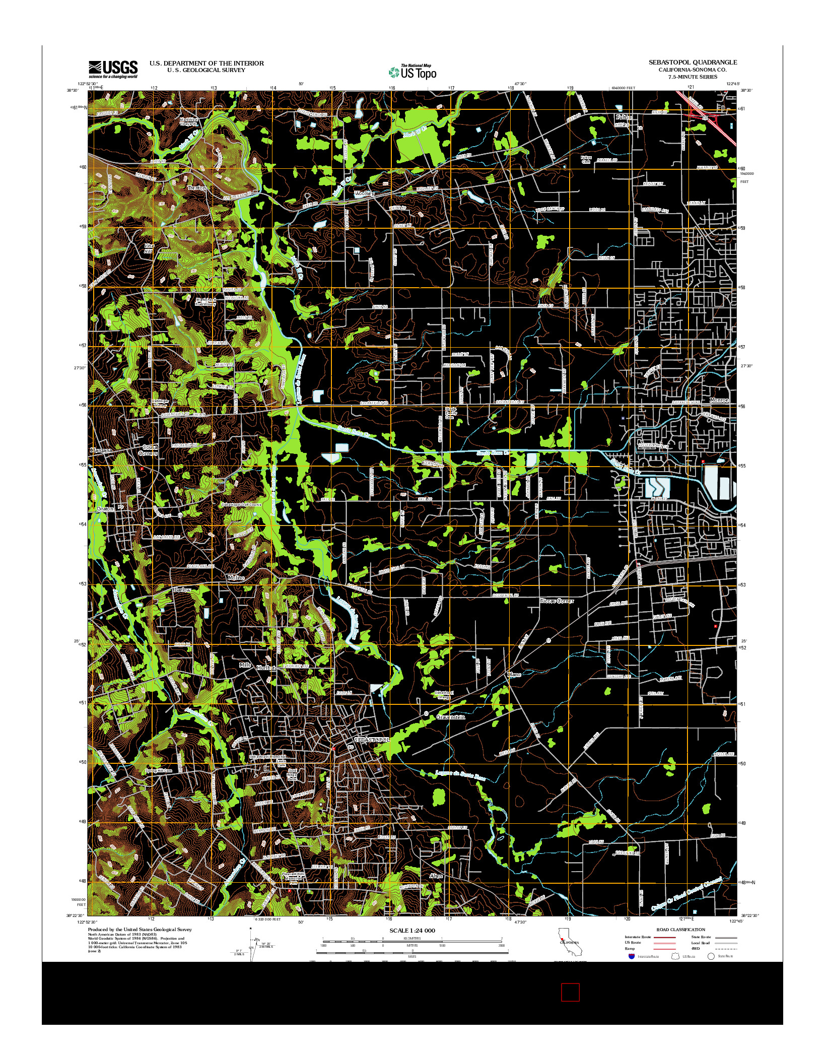 USGS US TOPO 7.5-MINUTE MAP FOR SEBASTOPOL, CA 2012