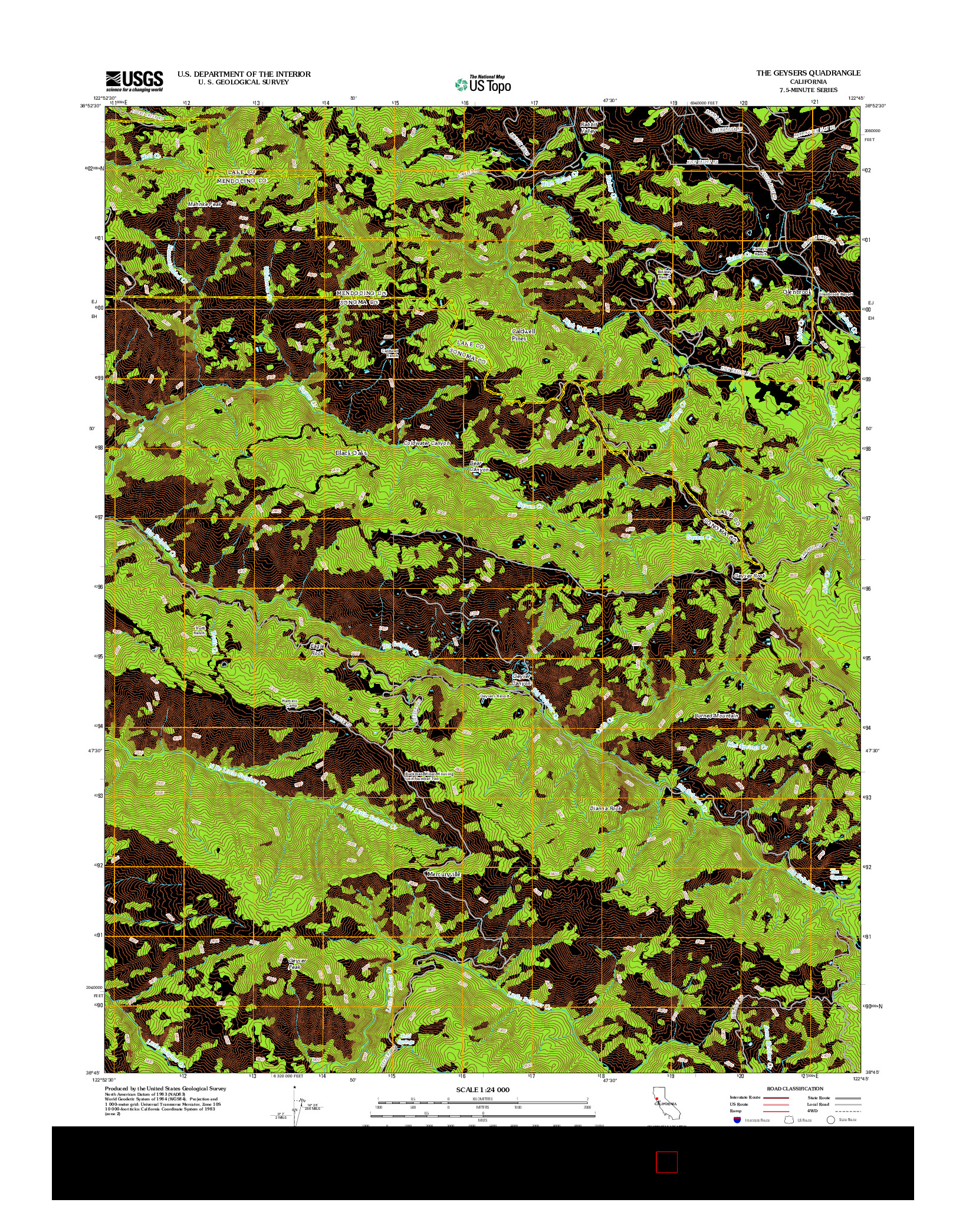 USGS US TOPO 7.5-MINUTE MAP FOR THE GEYSERS, CA 2012