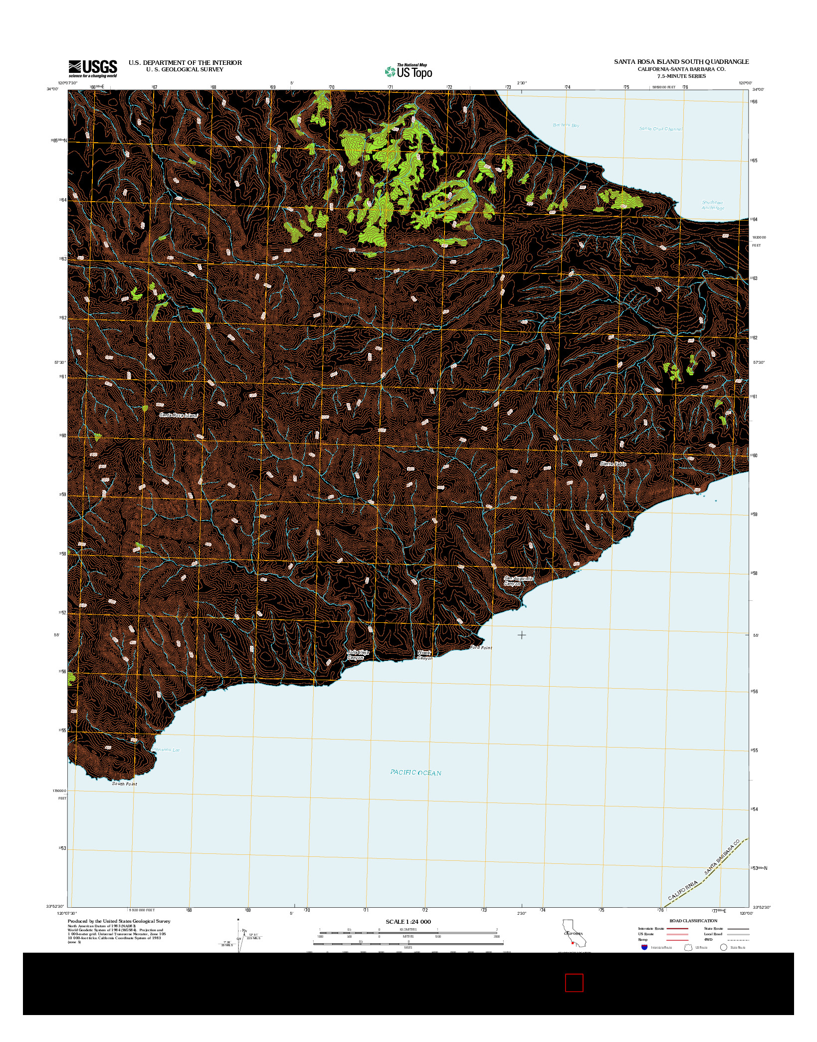 USGS US TOPO 7.5-MINUTE MAP FOR SANTA ROSA ISLAND SOUTH, CA 2012