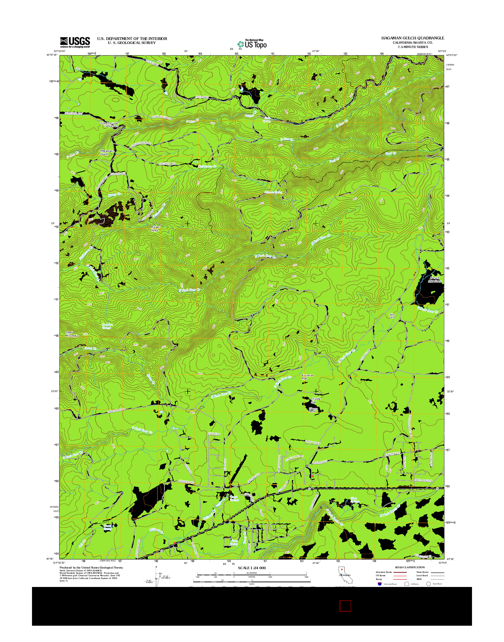 USGS US TOPO 7.5-MINUTE MAP FOR HAGAMAN GULCH, CA 2012