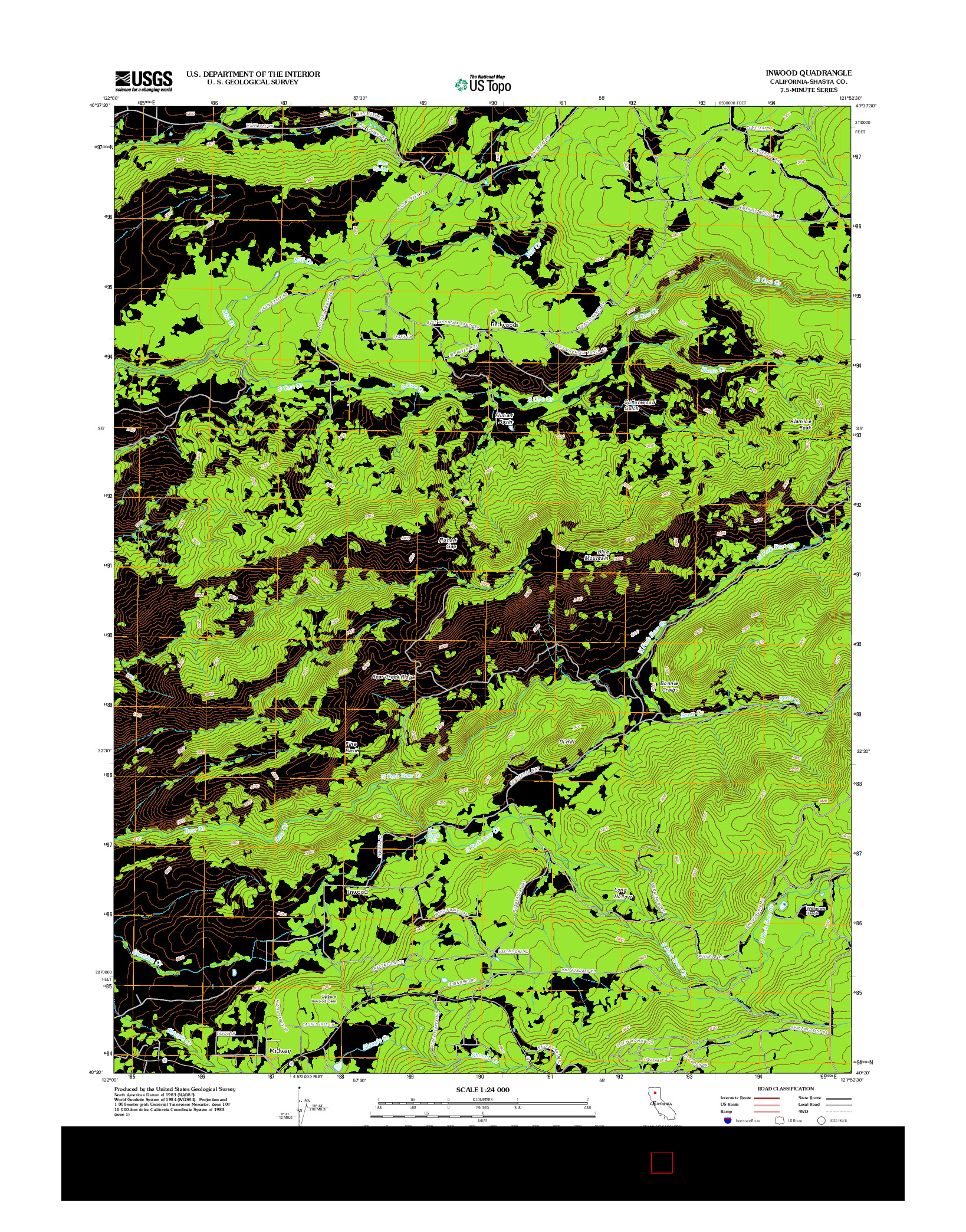 USGS US TOPO 7.5-MINUTE MAP FOR INWOOD, CA 2012