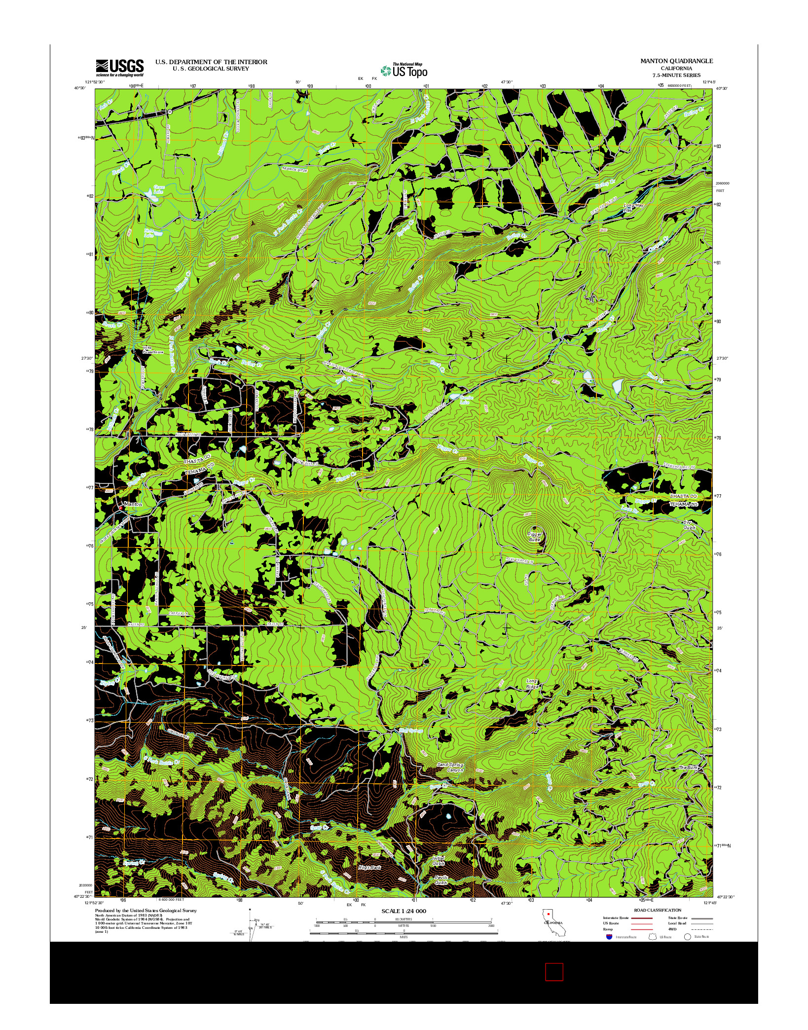 USGS US TOPO 7.5-MINUTE MAP FOR MANTON, CA 2012