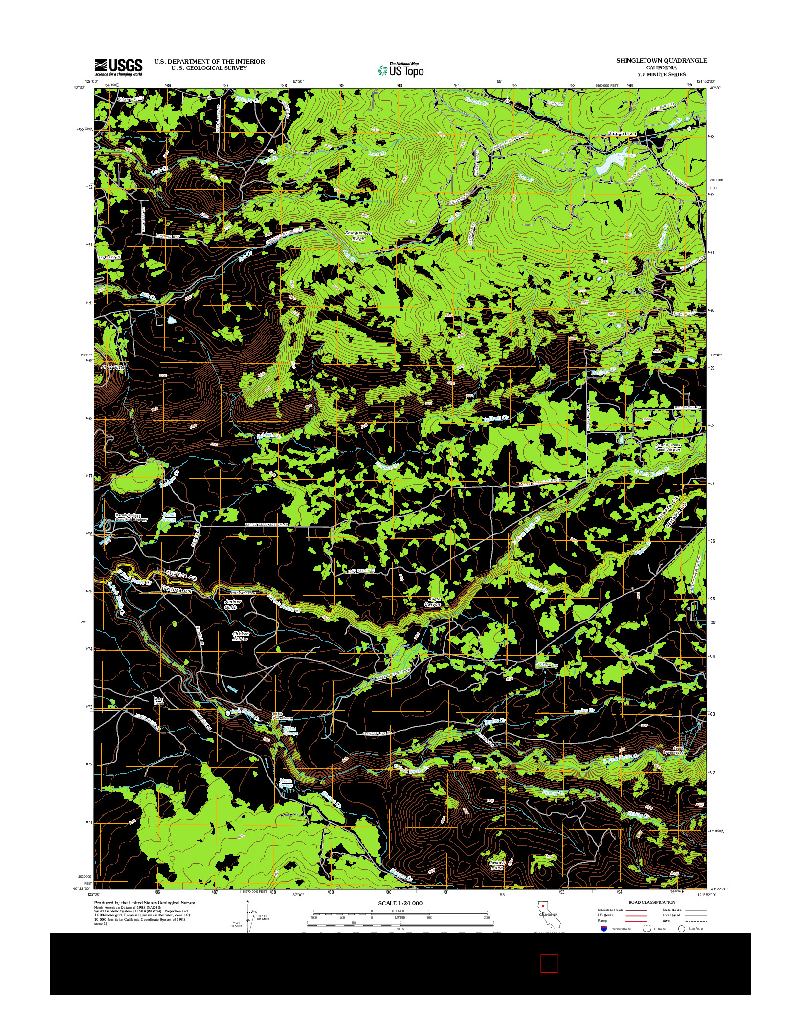 USGS US TOPO 7.5-MINUTE MAP FOR SHINGLETOWN, CA 2012