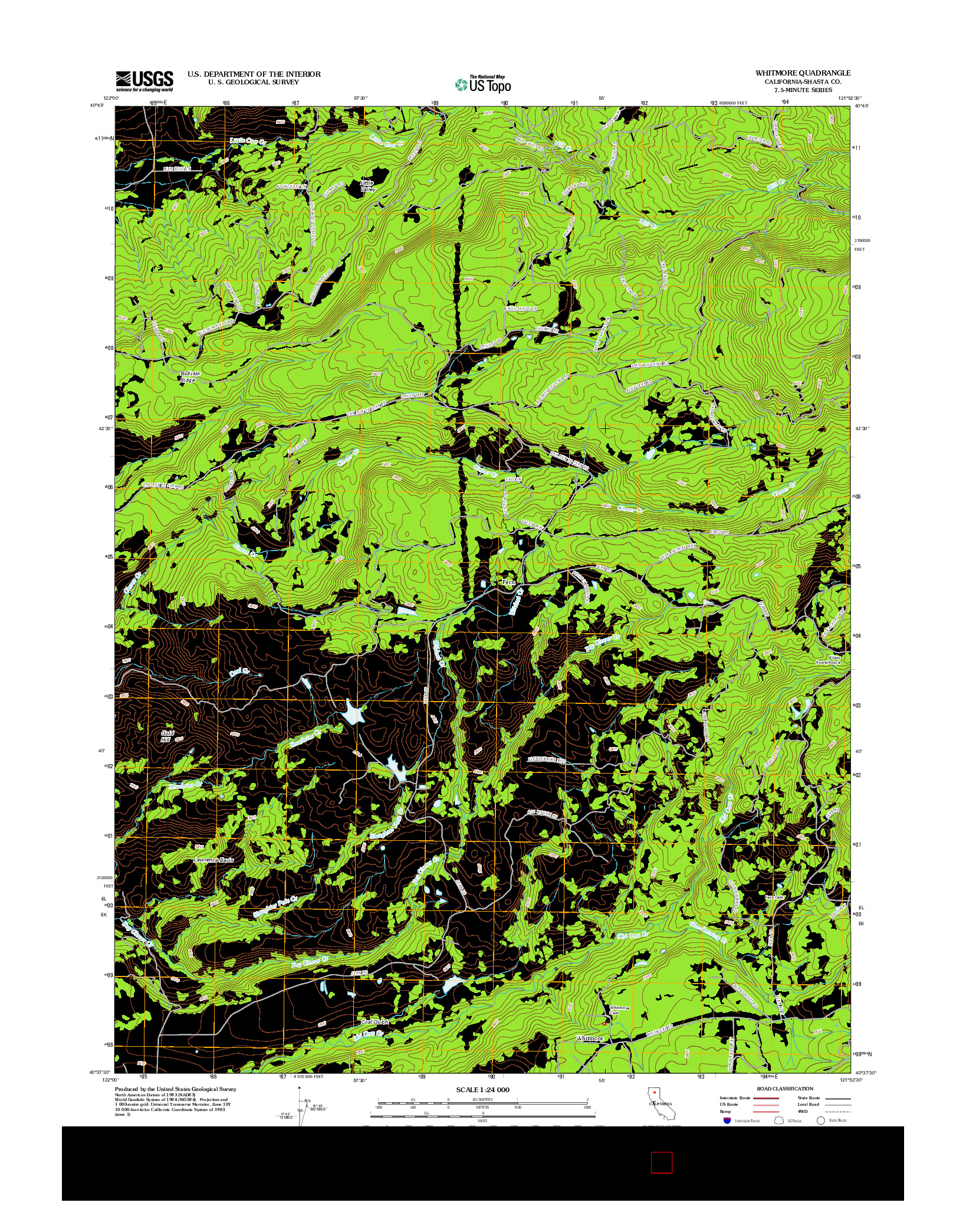 USGS US TOPO 7.5-MINUTE MAP FOR WHITMORE, CA 2012