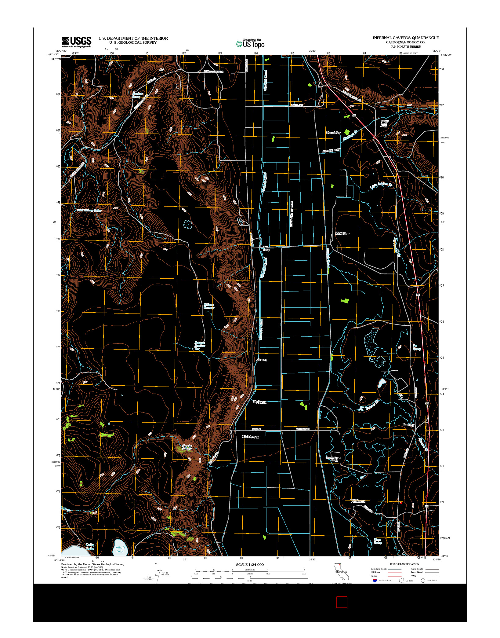 USGS US TOPO 7.5-MINUTE MAP FOR INFERNAL CAVERNS, CA 2012