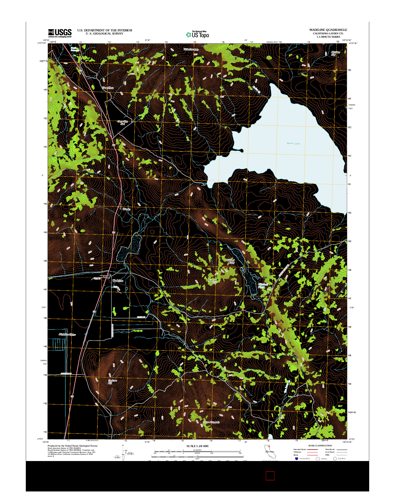 USGS US TOPO 7.5-MINUTE MAP FOR MADELINE, CA 2012