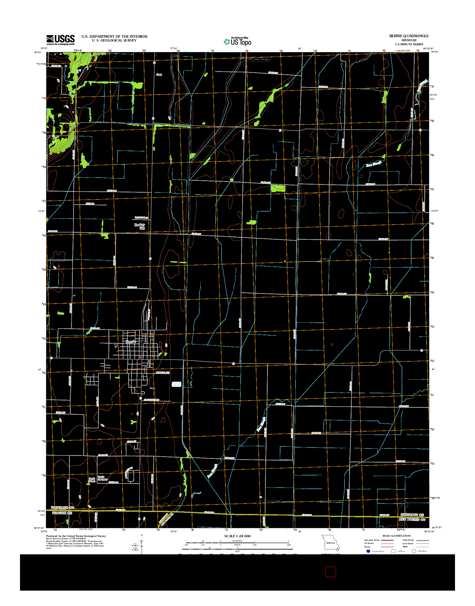 USGS US TOPO 7.5-MINUTE MAP FOR BERNIE, MO 2012