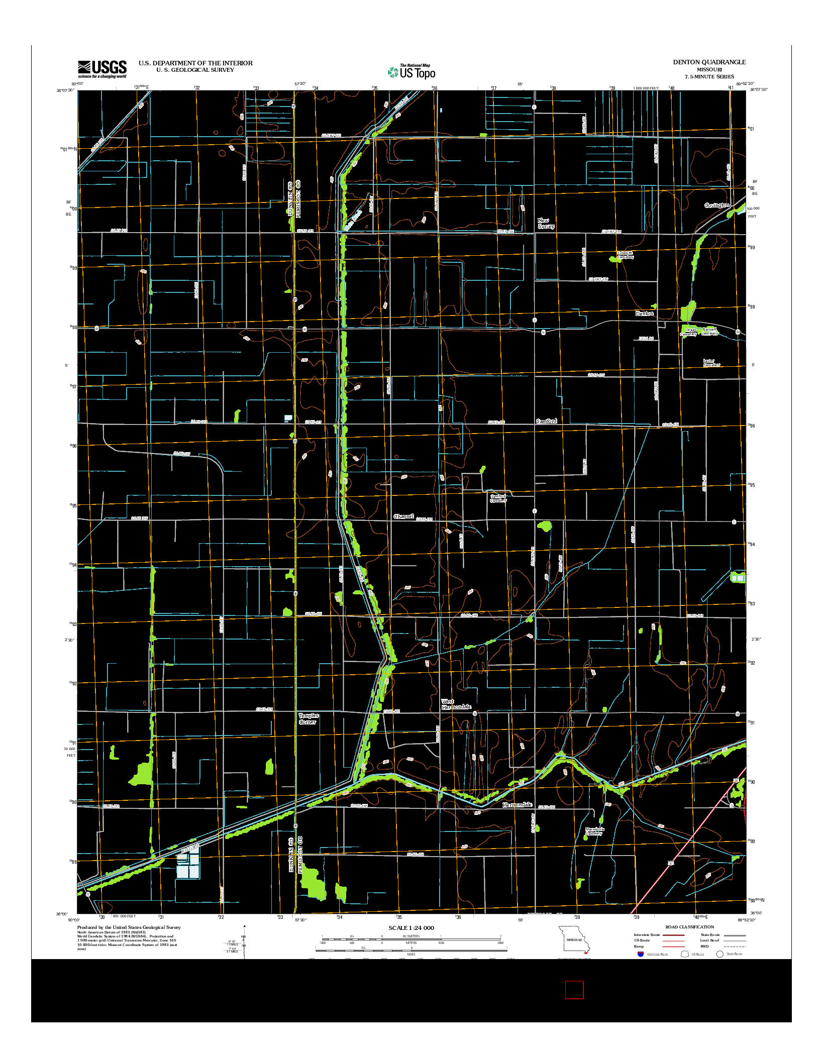 USGS US TOPO 7.5-MINUTE MAP FOR DENTON, MO 2012