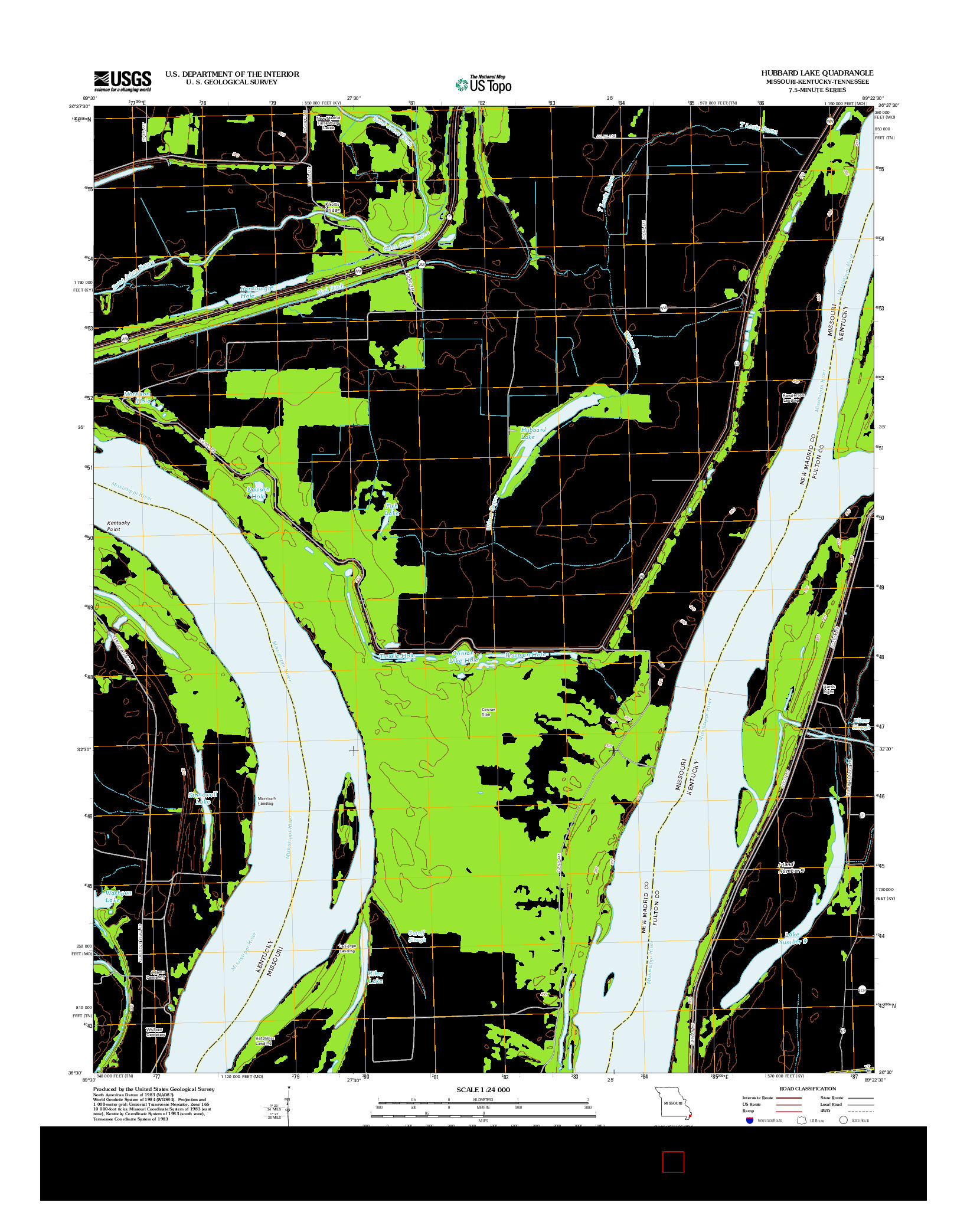 USGS US TOPO 7.5-MINUTE MAP FOR HUBBARD LAKE, MO-KY-TN 2012