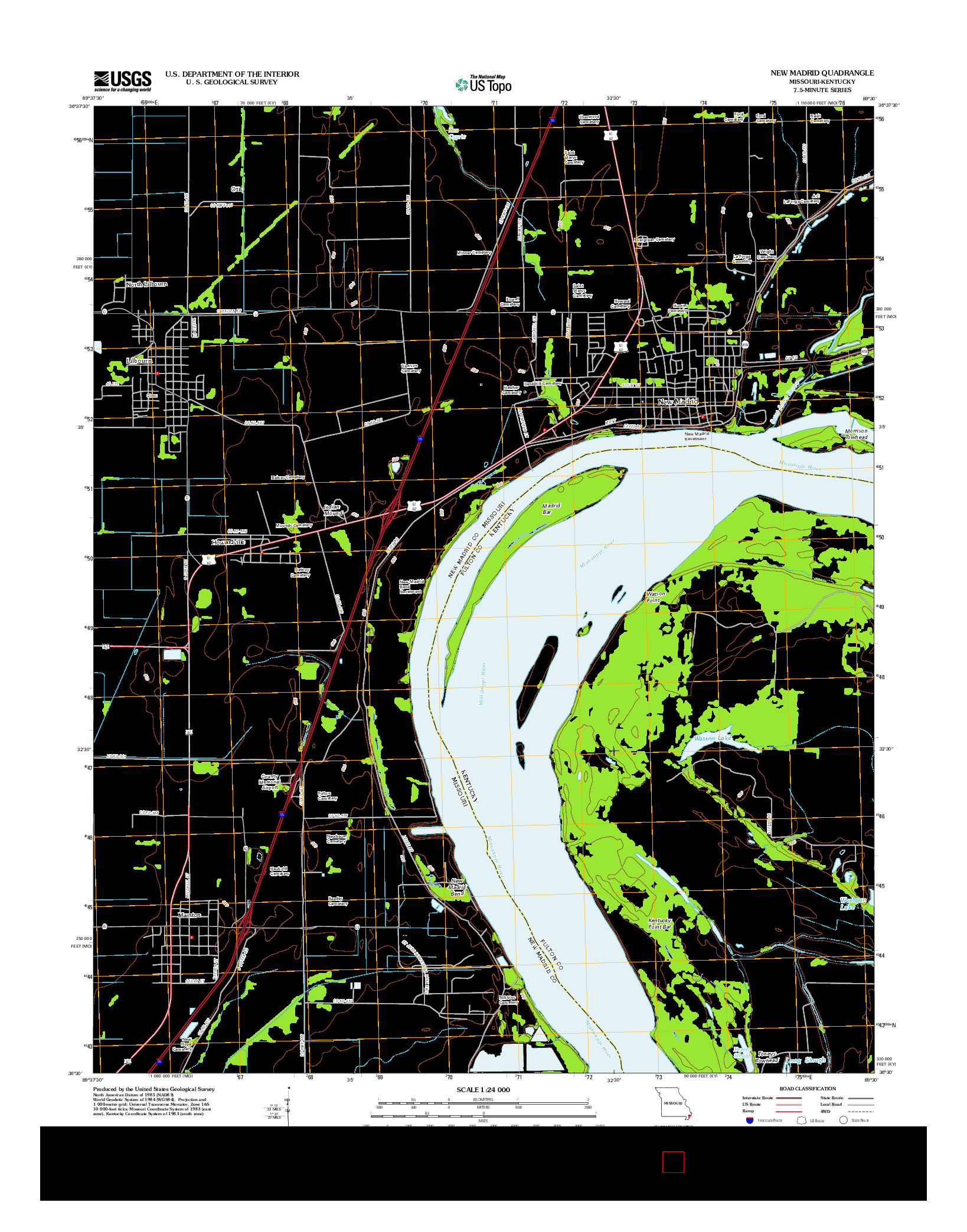 USGS US TOPO 7.5-MINUTE MAP FOR NEW MADRID, MO-KY 2012