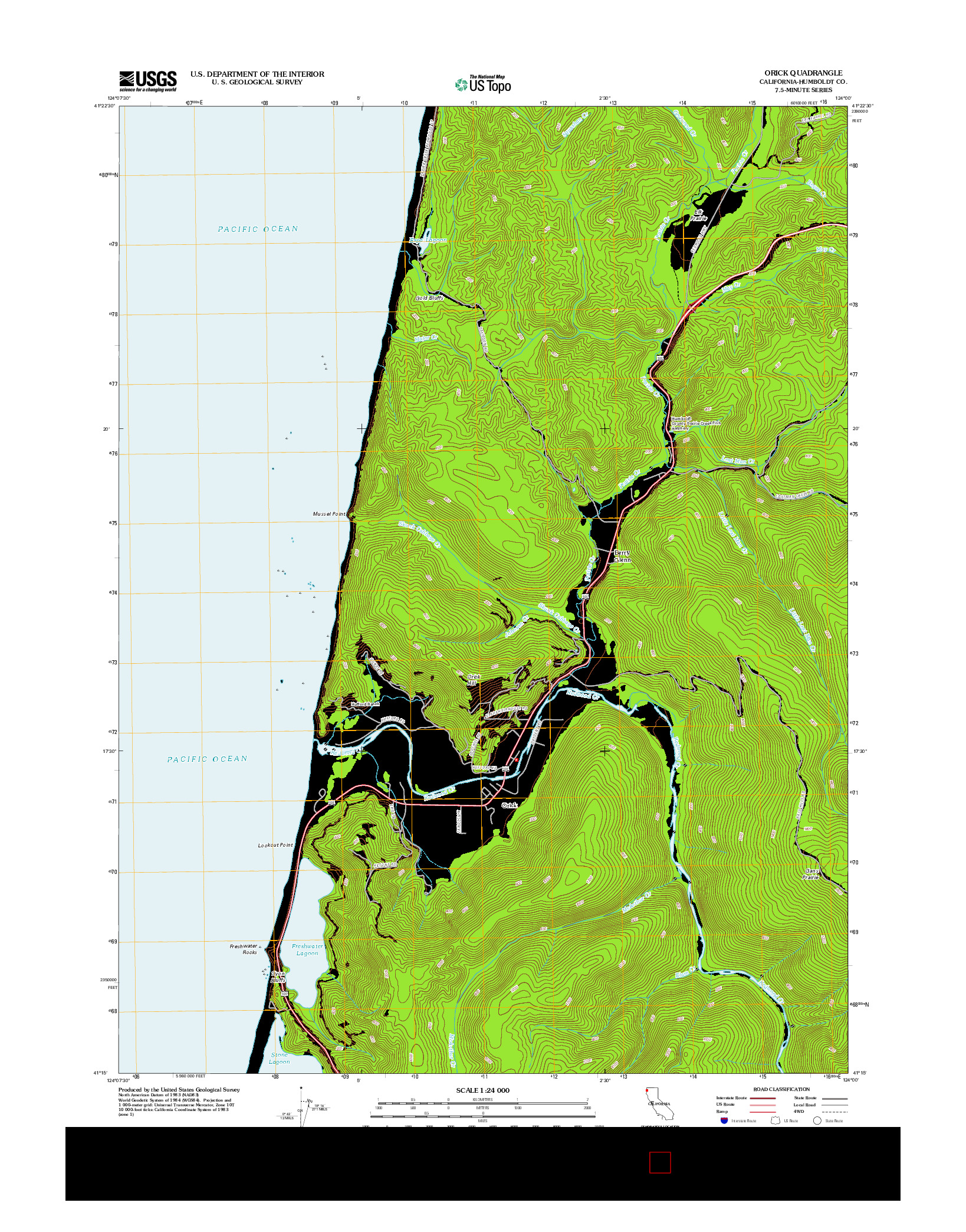 USGS US TOPO 7.5-MINUTE MAP FOR ORICK, CA 2012