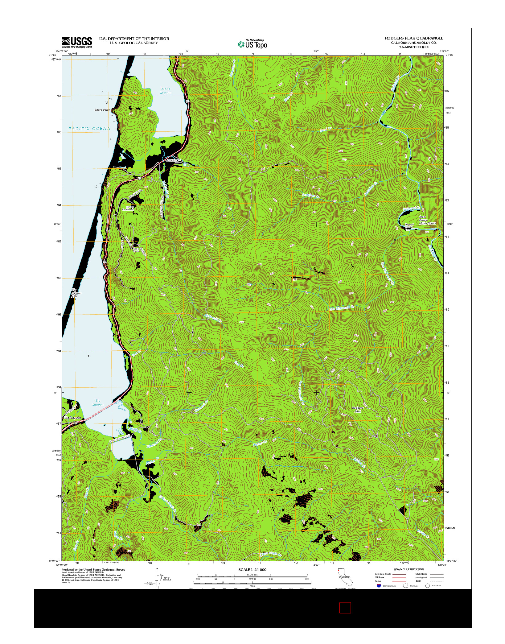 USGS US TOPO 7.5-MINUTE MAP FOR RODGERS PEAK, CA 2012