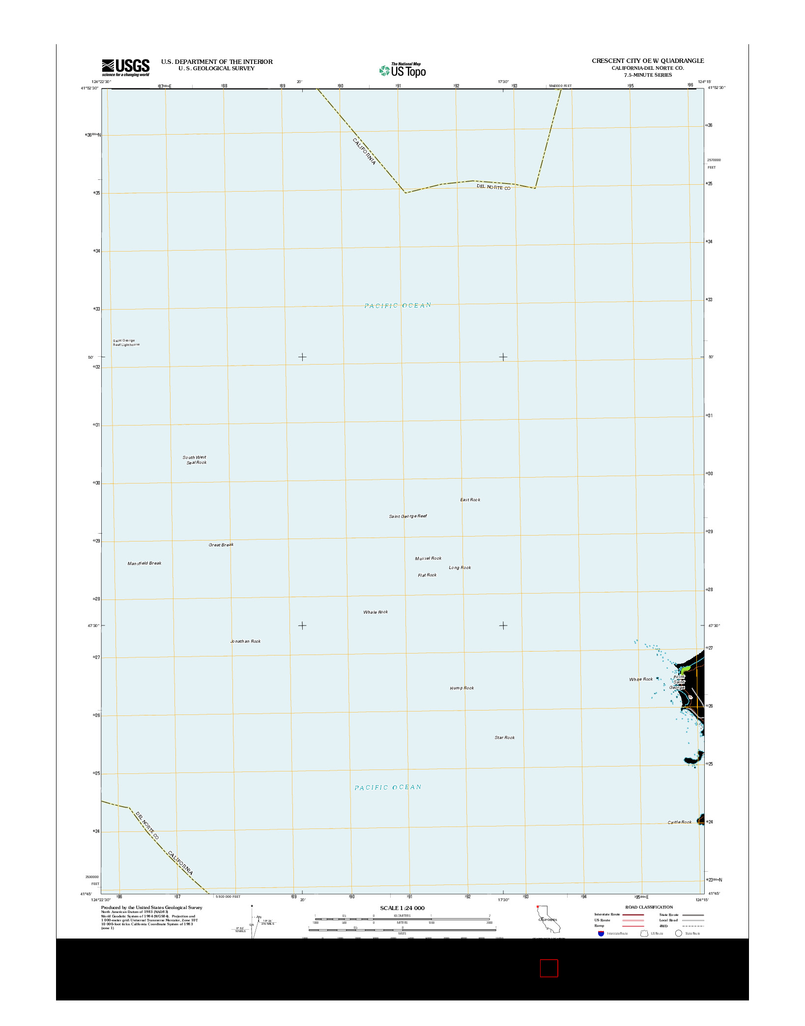 USGS US TOPO 7.5-MINUTE MAP FOR CRESCENT CITY OE W, CA 2012