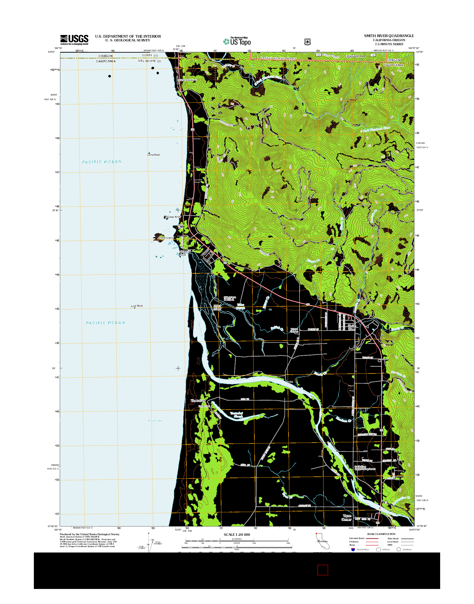 USGS US TOPO 7.5-MINUTE MAP FOR SMITH RIVER, CA-OR 2012