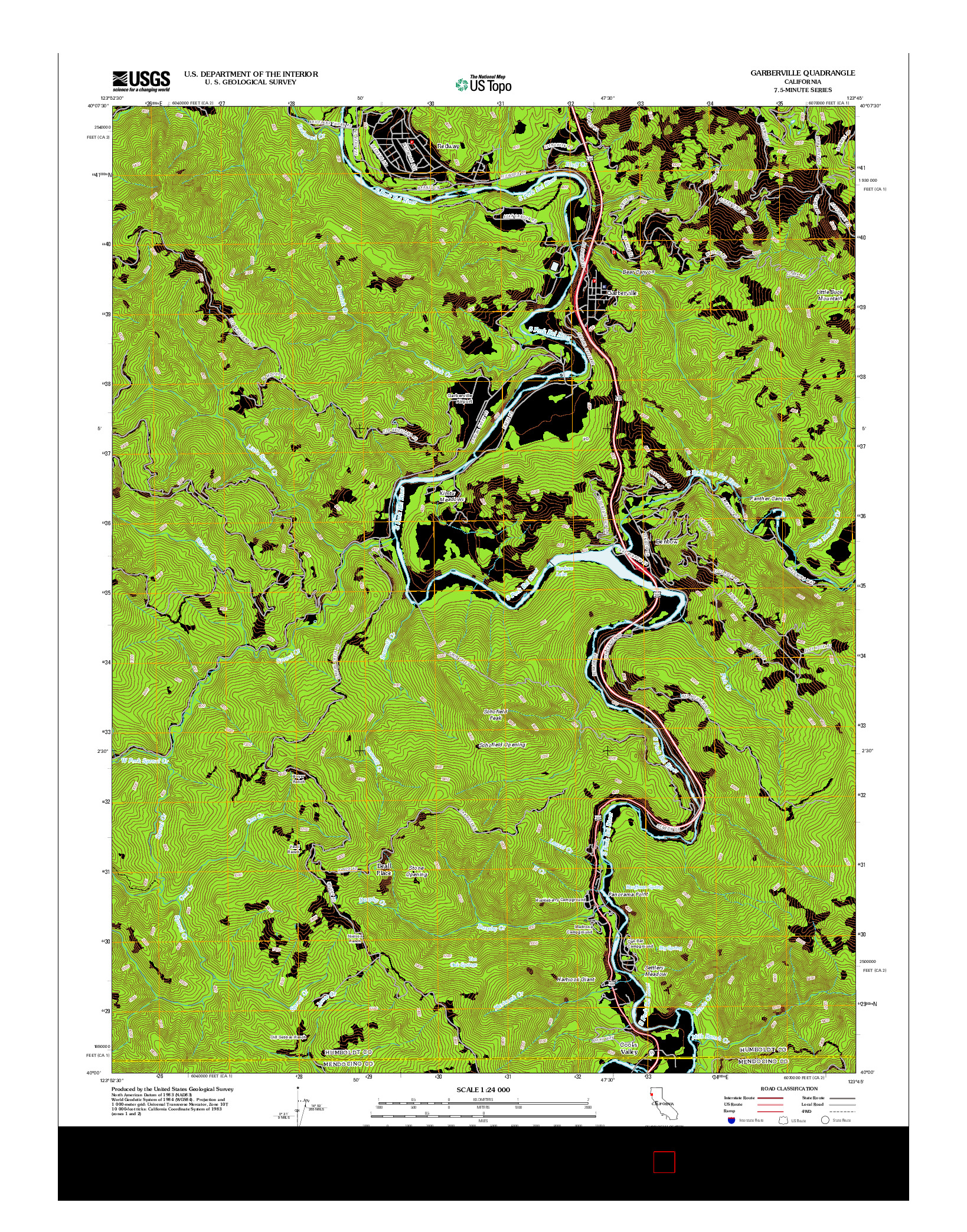 USGS US TOPO 7.5-MINUTE MAP FOR GARBERVILLE, CA 2012