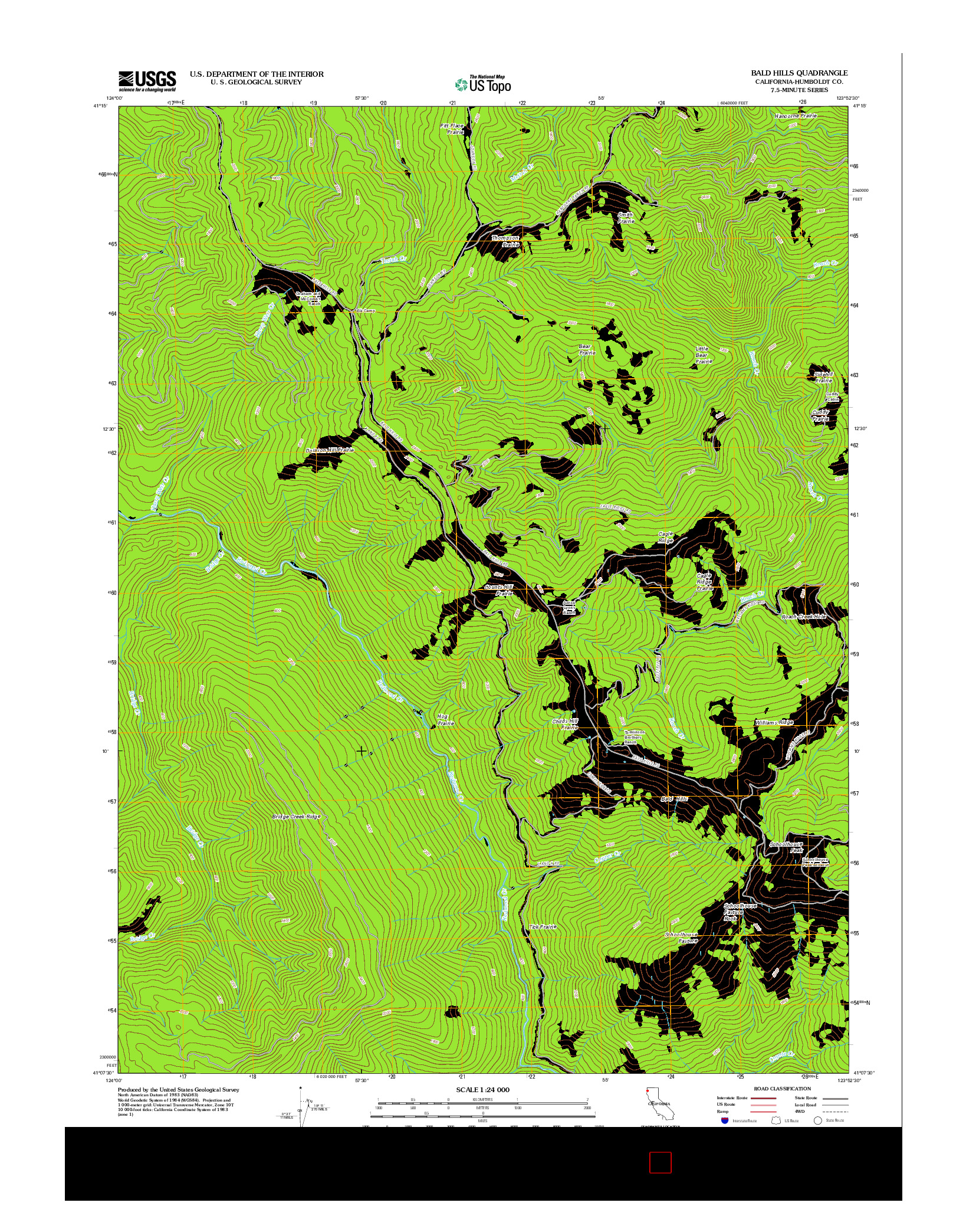 USGS US TOPO 7.5-MINUTE MAP FOR BALD HILLS, CA 2012