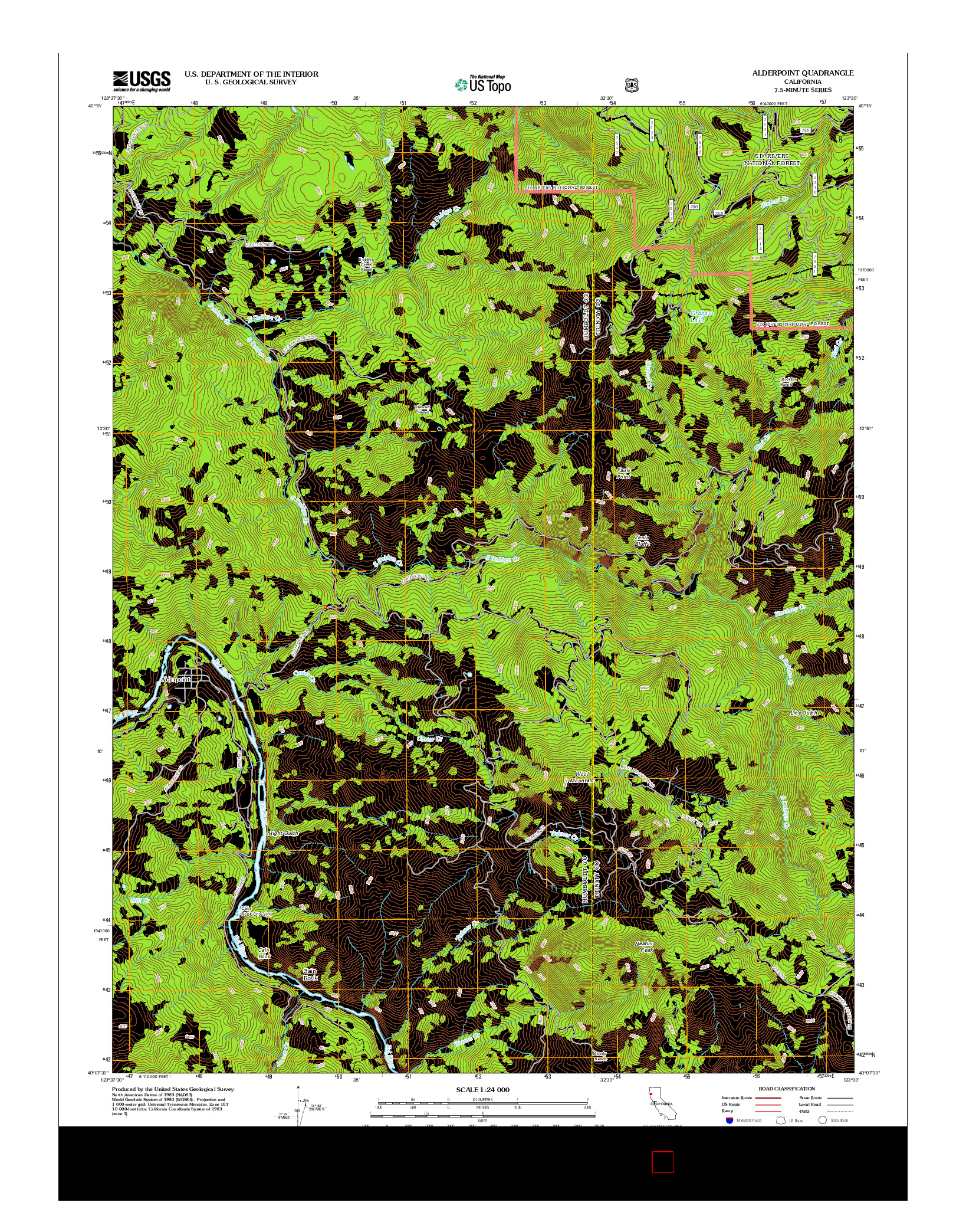 USGS US TOPO 7.5-MINUTE MAP FOR ALDERPOINT, CA 2012