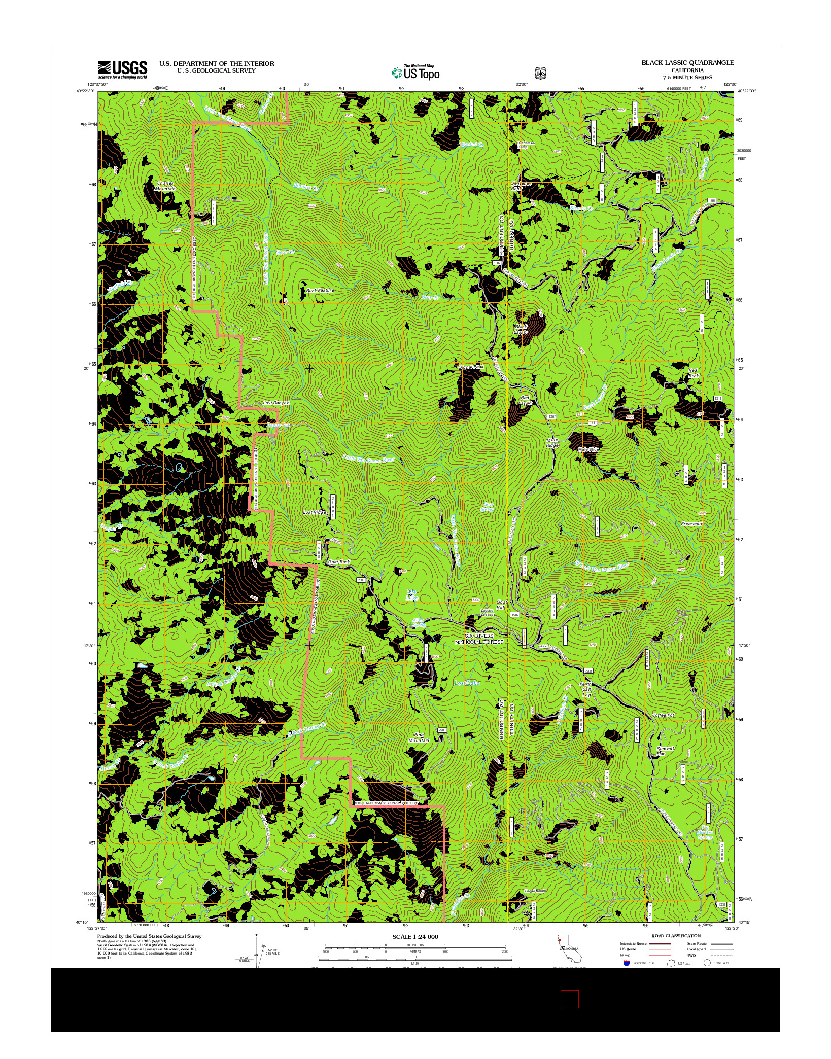 USGS US TOPO 7.5-MINUTE MAP FOR BLACK LASSIC, CA 2012
