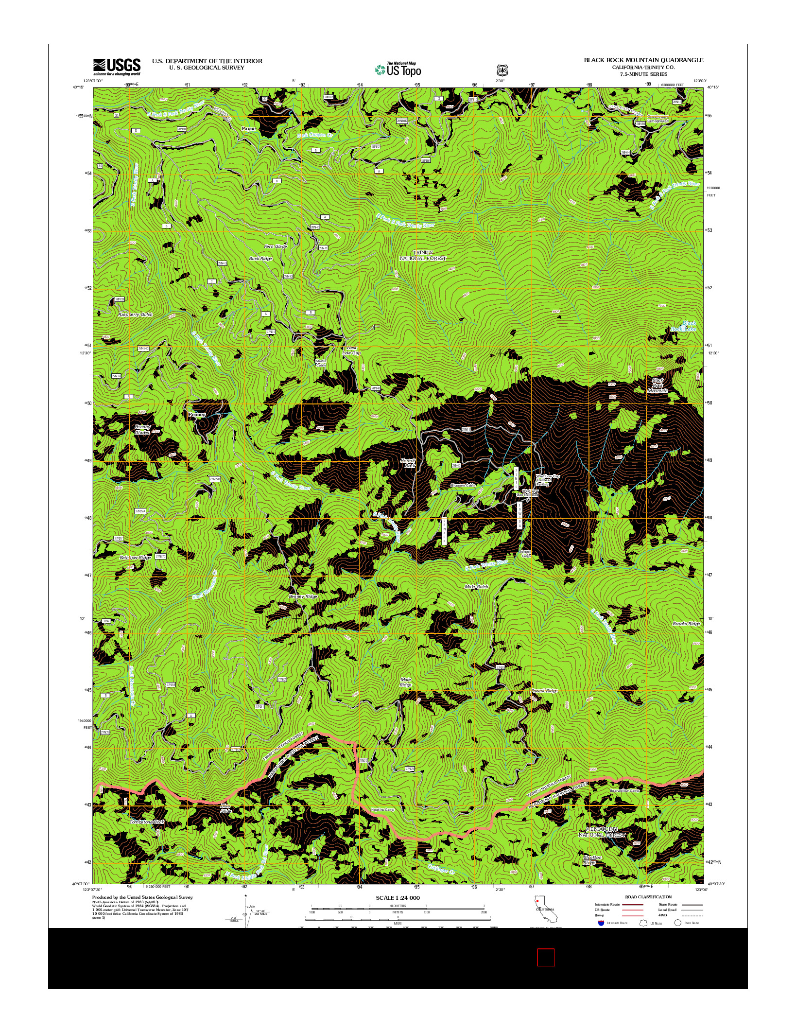 USGS US TOPO 7.5-MINUTE MAP FOR BLACK ROCK MOUNTAIN, CA 2012