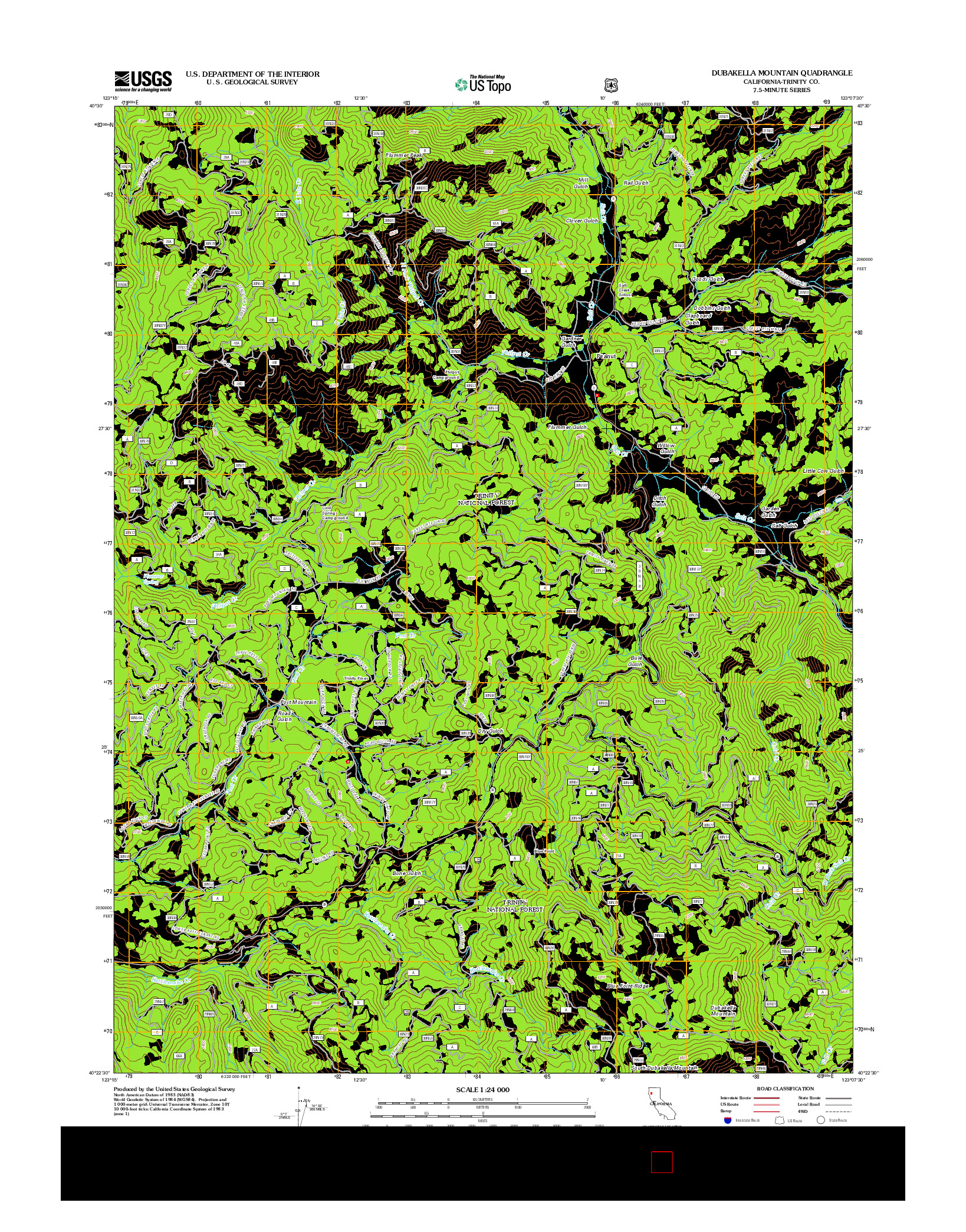 USGS US TOPO 7.5-MINUTE MAP FOR DUBAKELLA MOUNTAIN, CA 2012