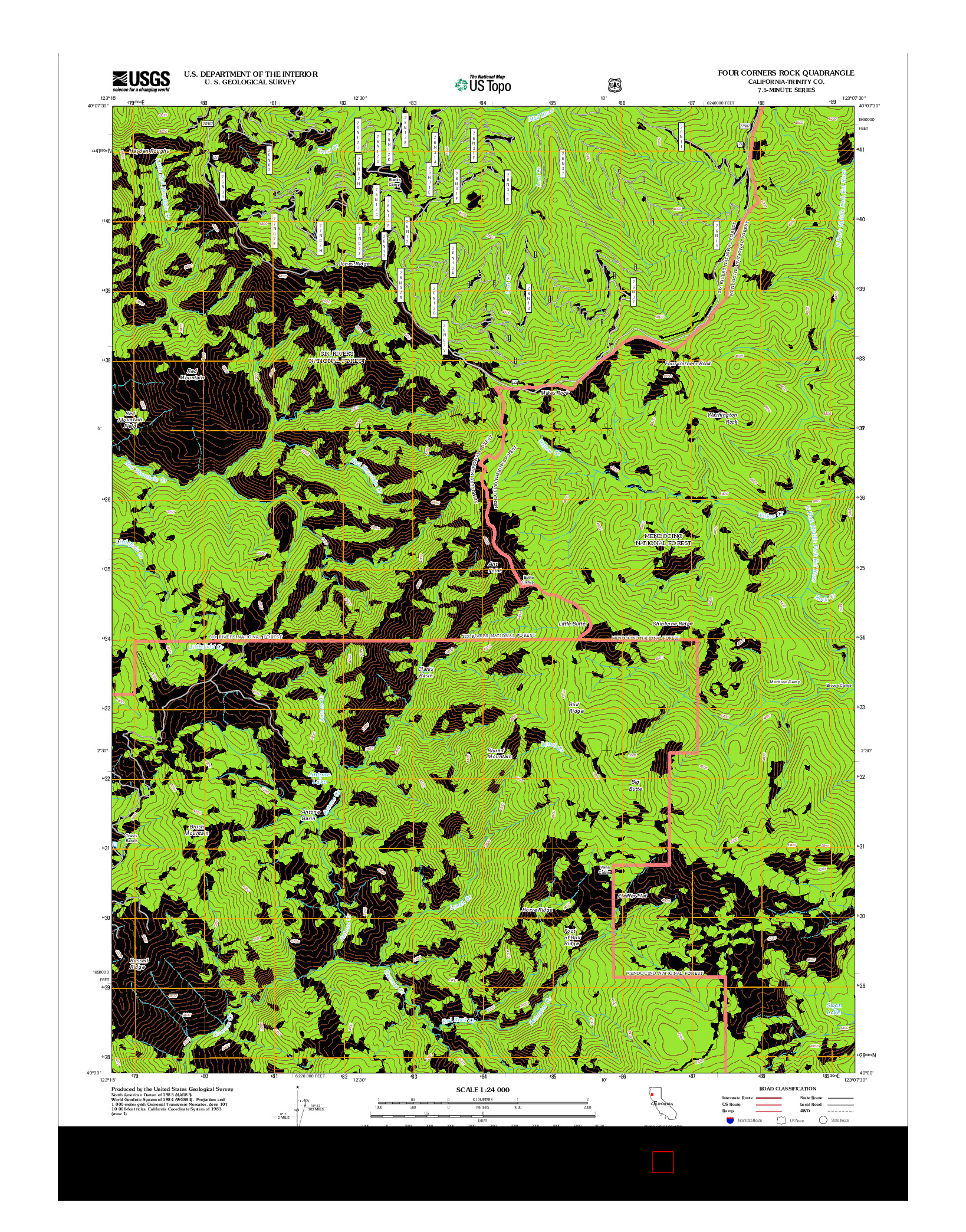 USGS US TOPO 7.5-MINUTE MAP FOR FOUR CORNERS ROCK, CA 2012
