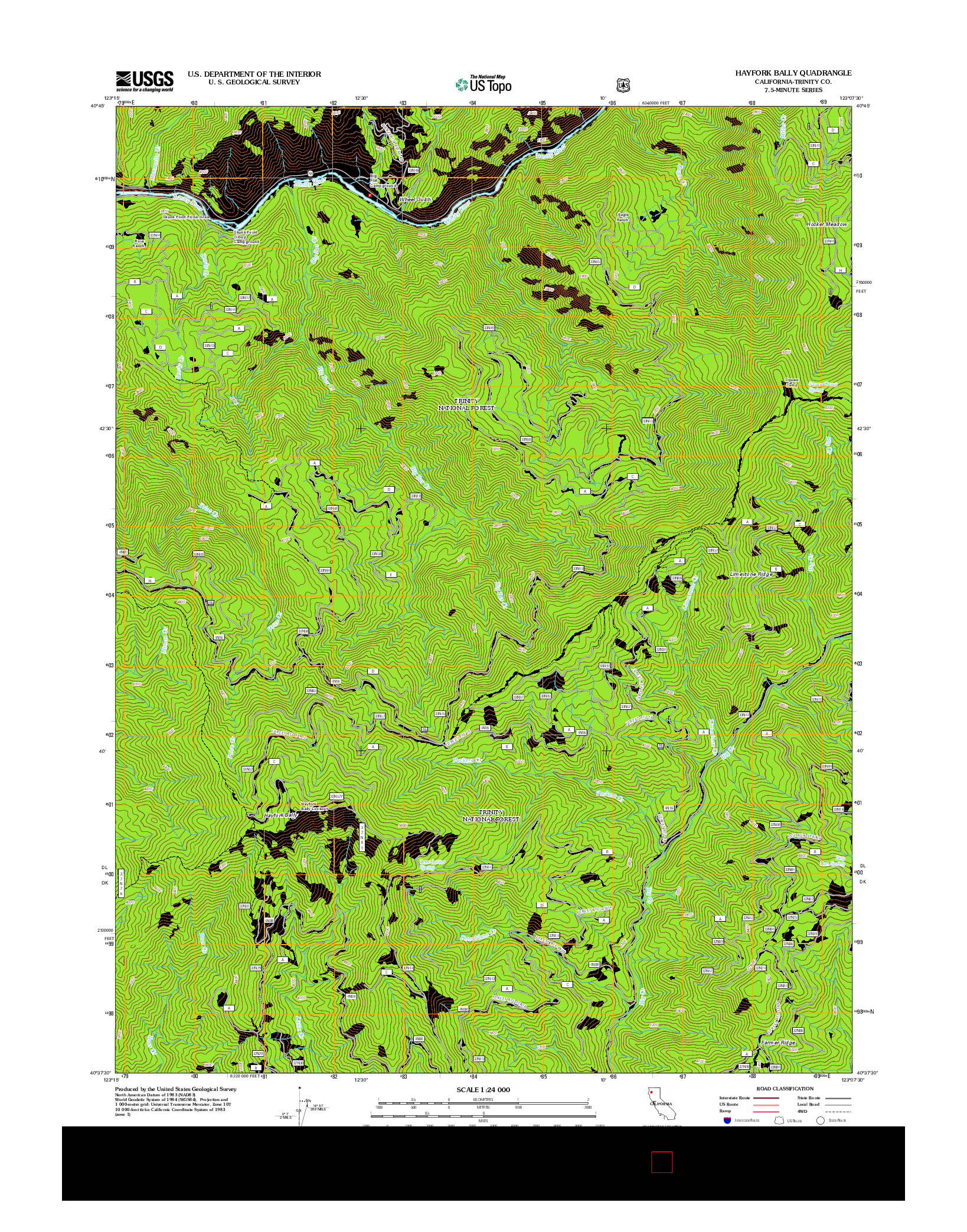 USGS US TOPO 7.5-MINUTE MAP FOR HAYFORK BALLY, CA 2012