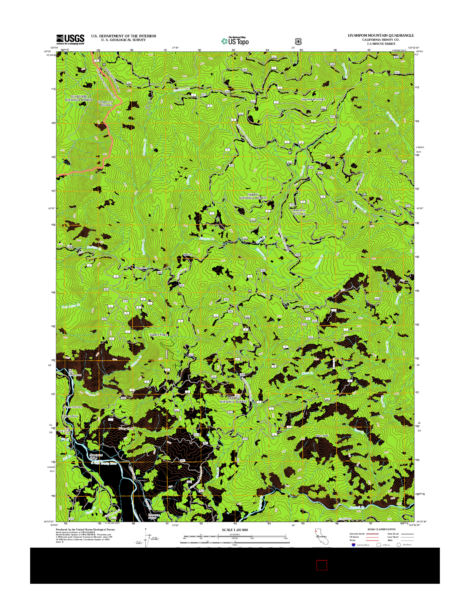 USGS US TOPO 7.5-MINUTE MAP FOR HYAMPOM MOUNTAIN, CA 2012