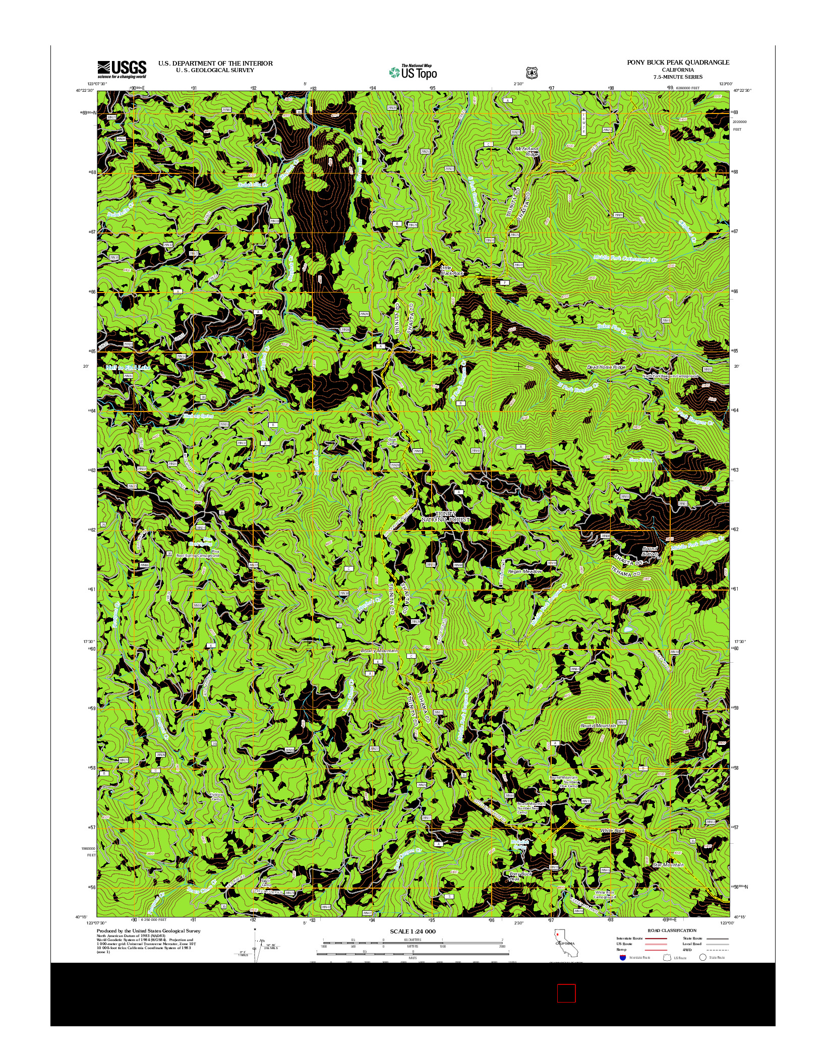 USGS US TOPO 7.5-MINUTE MAP FOR PONY BUCK PEAK, CA 2012